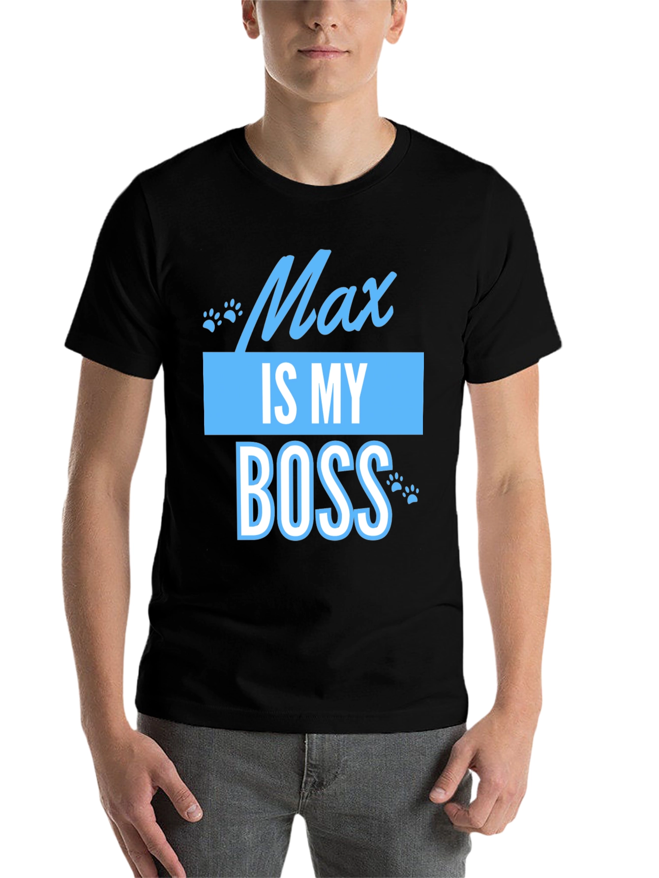 Black Max Is My Boss Funny Pet T-Shirt view 7