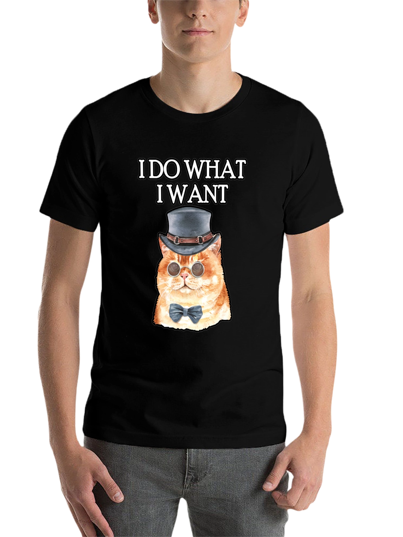 I Do What I Want Steampunk Cat Graphic T-Shirt - 7