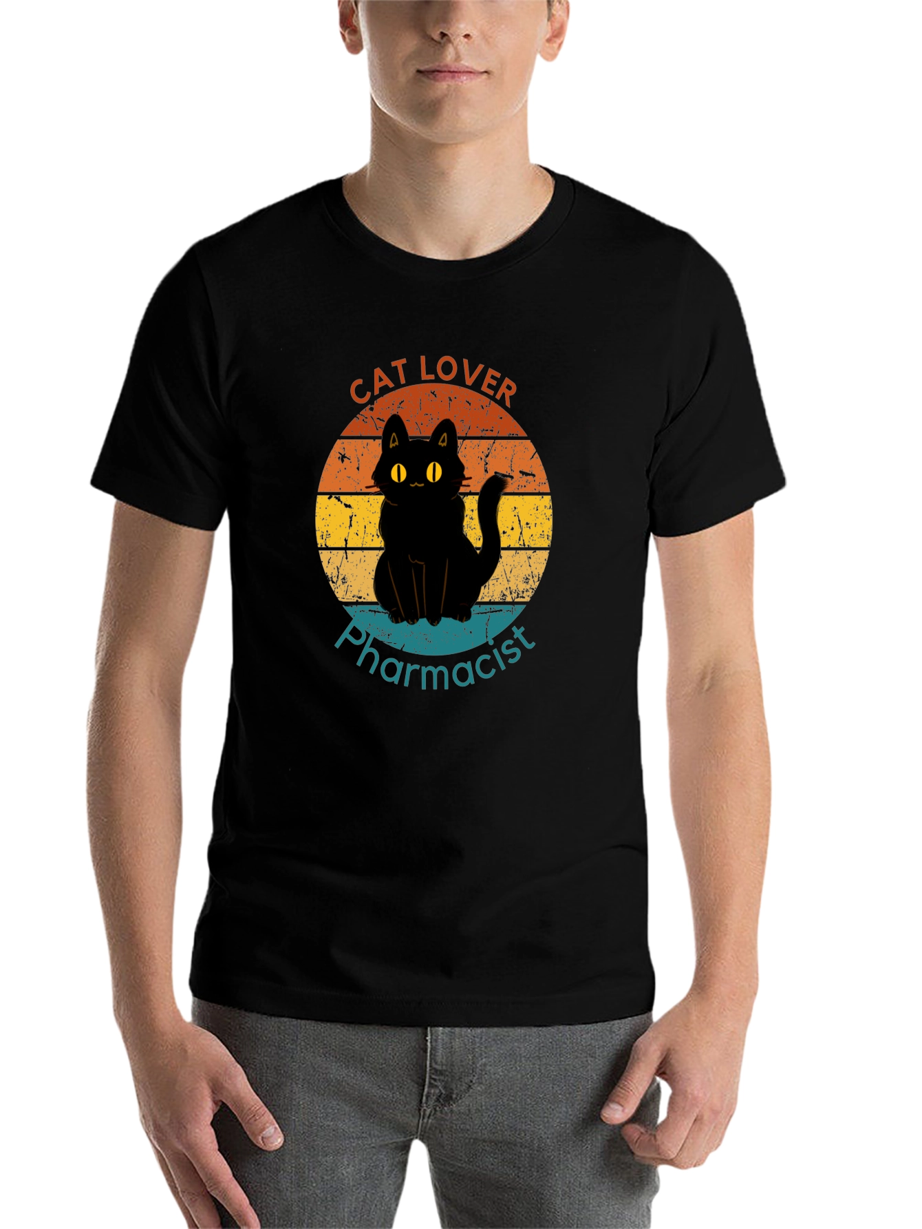 Black Cat Lover Pharmacist T-Shirt view 7