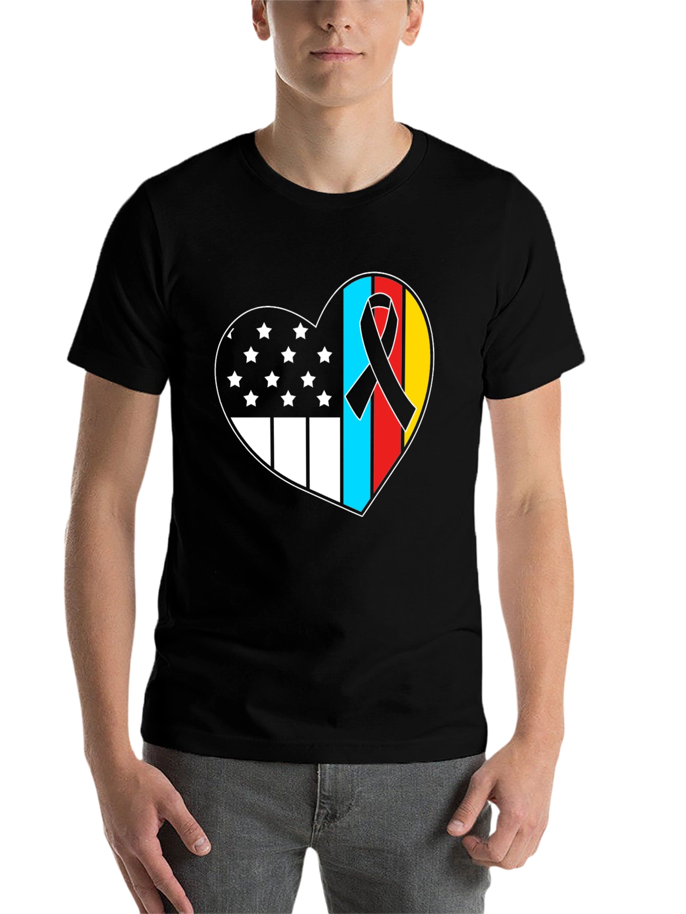 Black Heart Flag Patriotic T-Shirt view 7