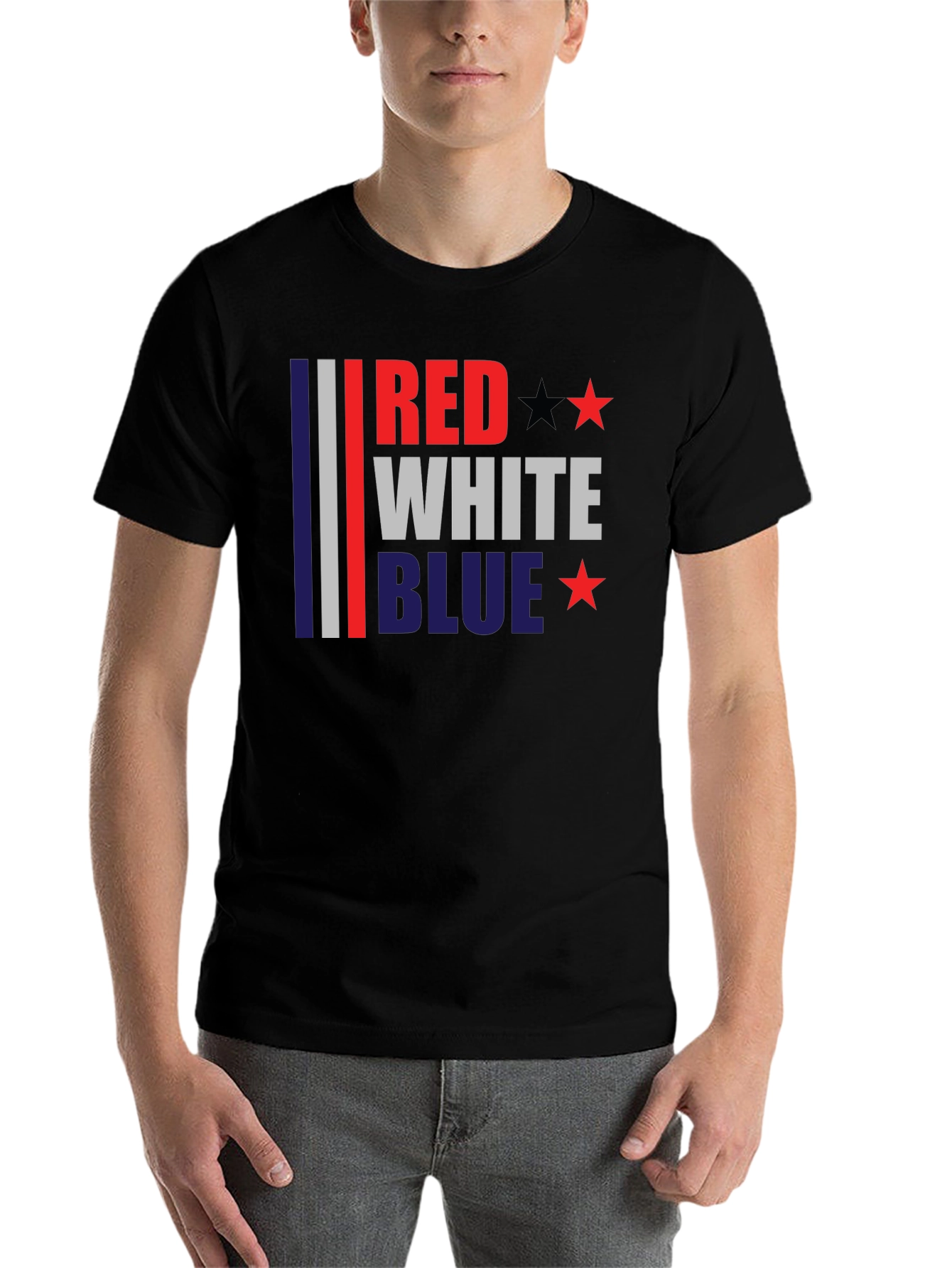 Black Red White Blue Patriotic T-Shirt view 7