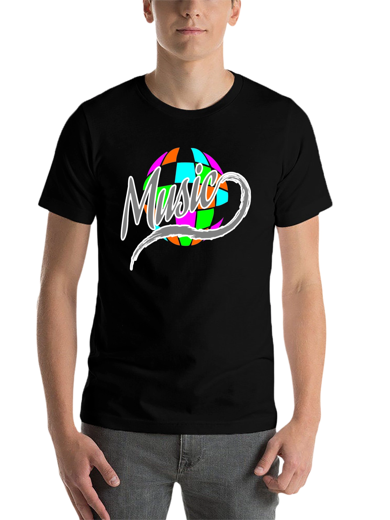 Black Music Disco Ball Graphic T-Shirt view 7