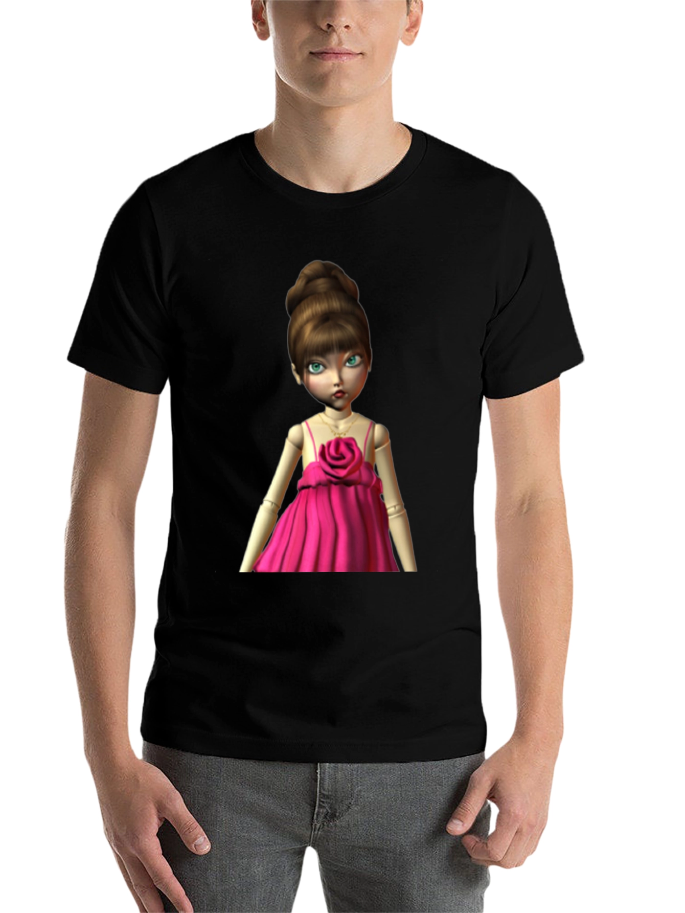 Black Doll in Pink Dress Graphic T-Shirt view 7