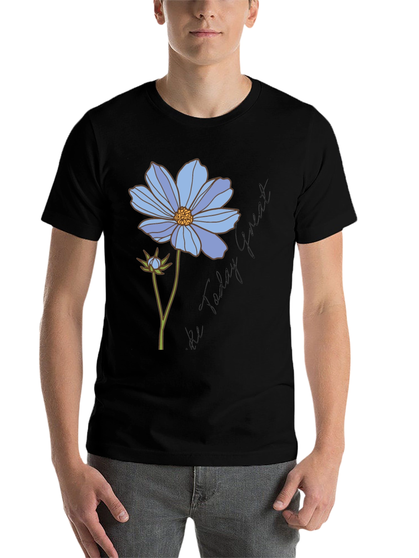 Black Floral Graphic T-Shirt - Be Today Great view 7