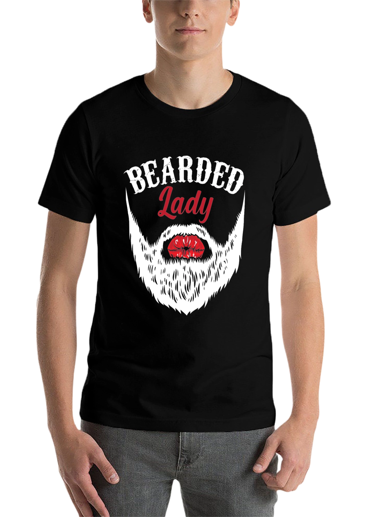 Black Bearded Lady Graphic Tee - Novelty Humor T-Shirt view 7