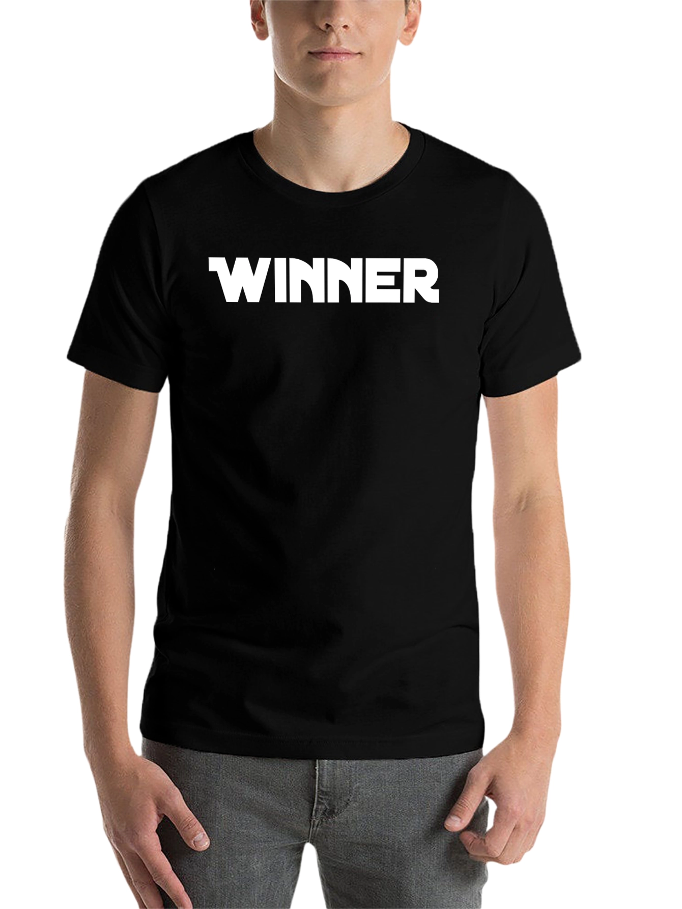 Black Winner Black Cotton T-Shirt - Bold Statement Tee view 7