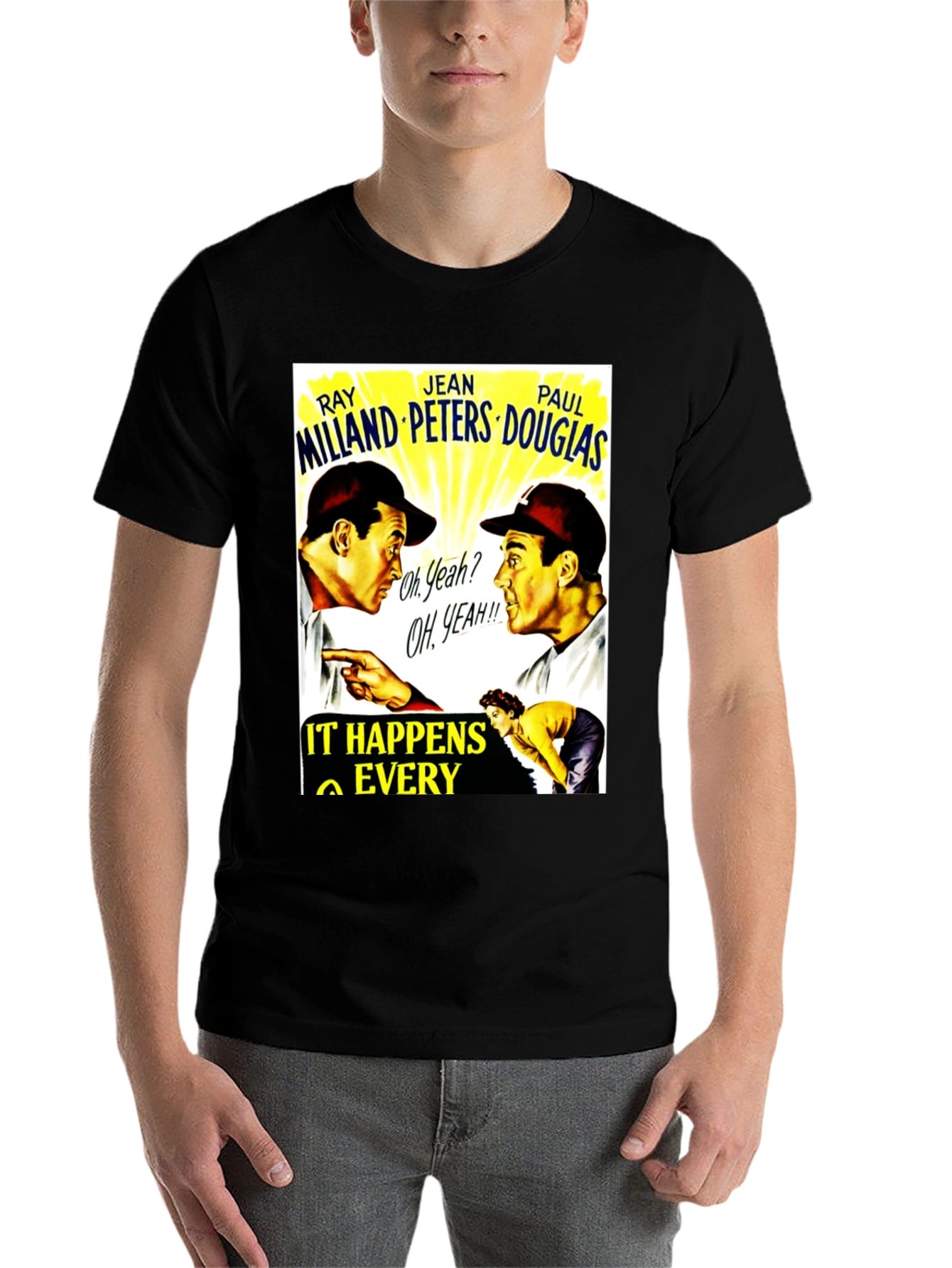 Black It Happens Every Spring Movie Poster T-Shirt view 7
