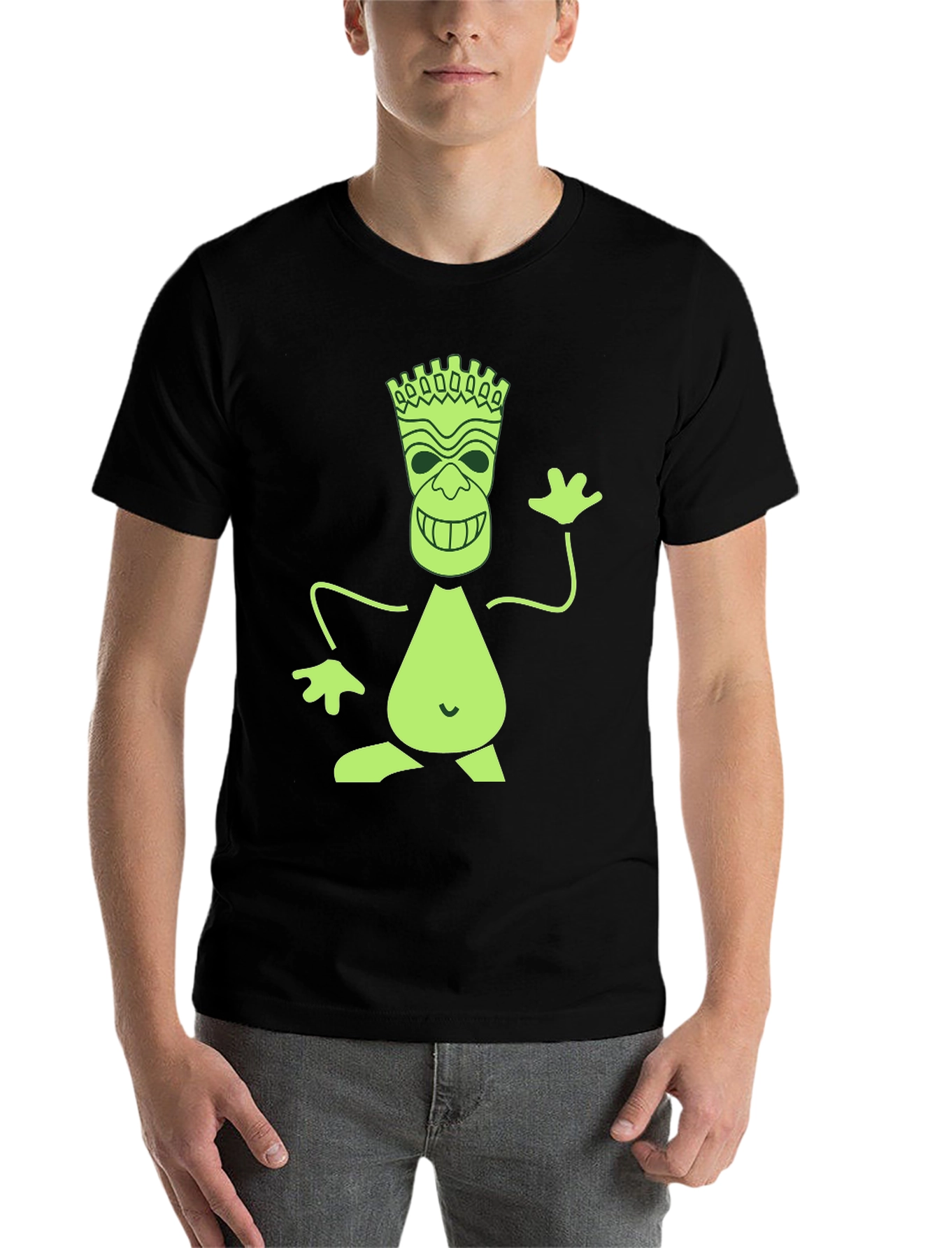 Black Fun Tiki Graphic Print Black T-Shirt view 7