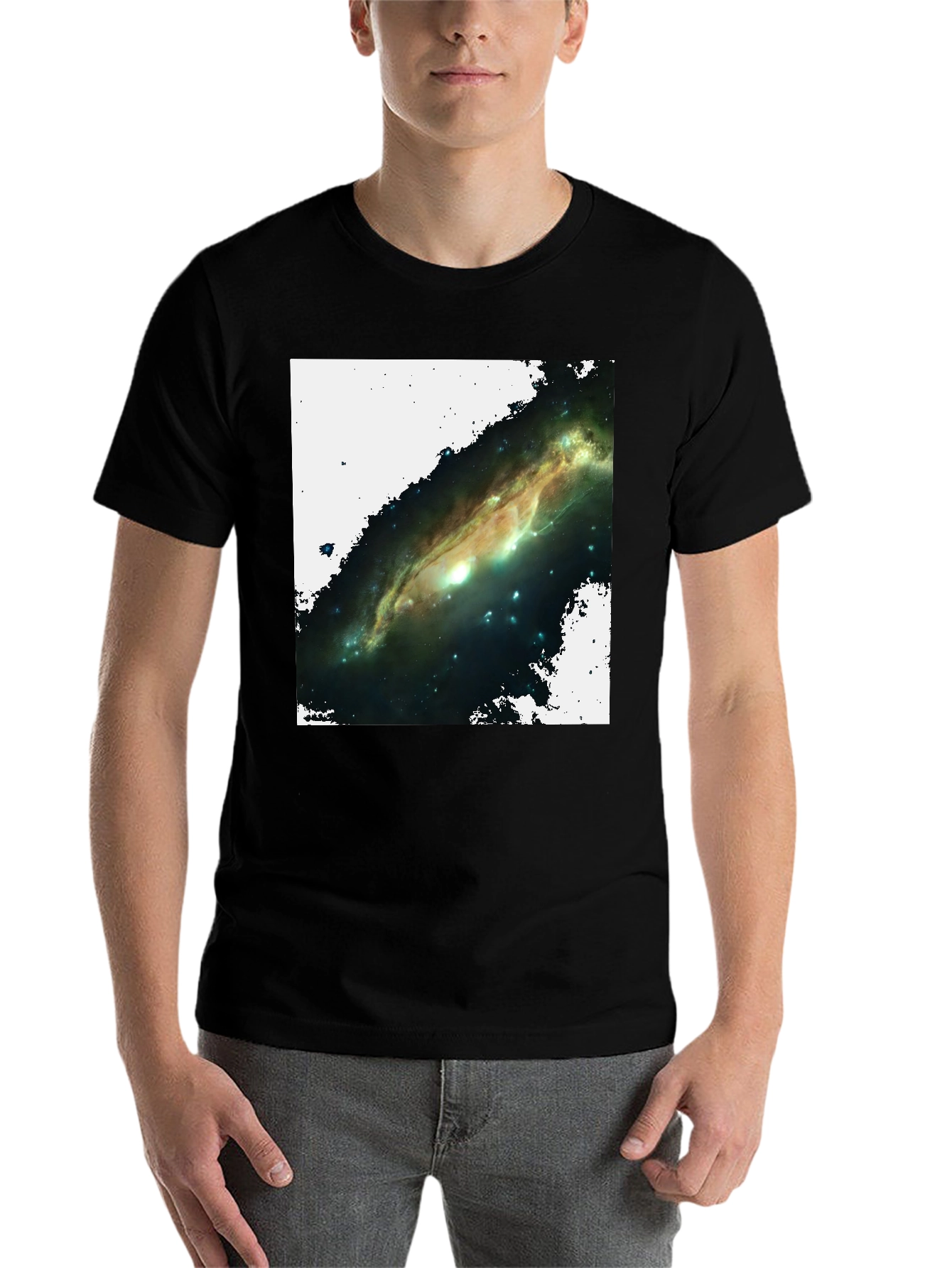 Black Galaxy Graphic T-Shirt - Black Cotton Blend view 7
