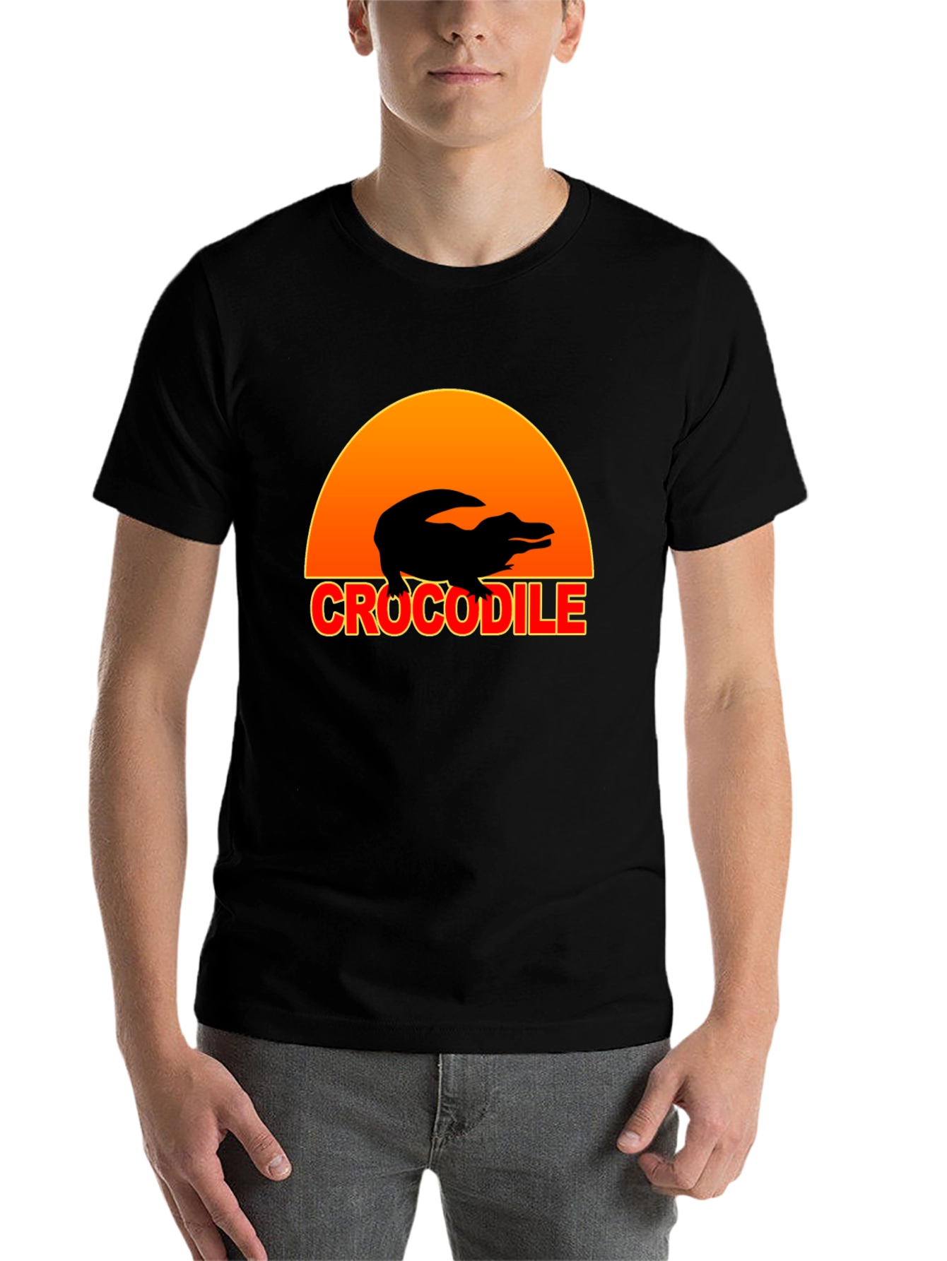 Black Crocodile Sunset Graphic Tee - Black view 7