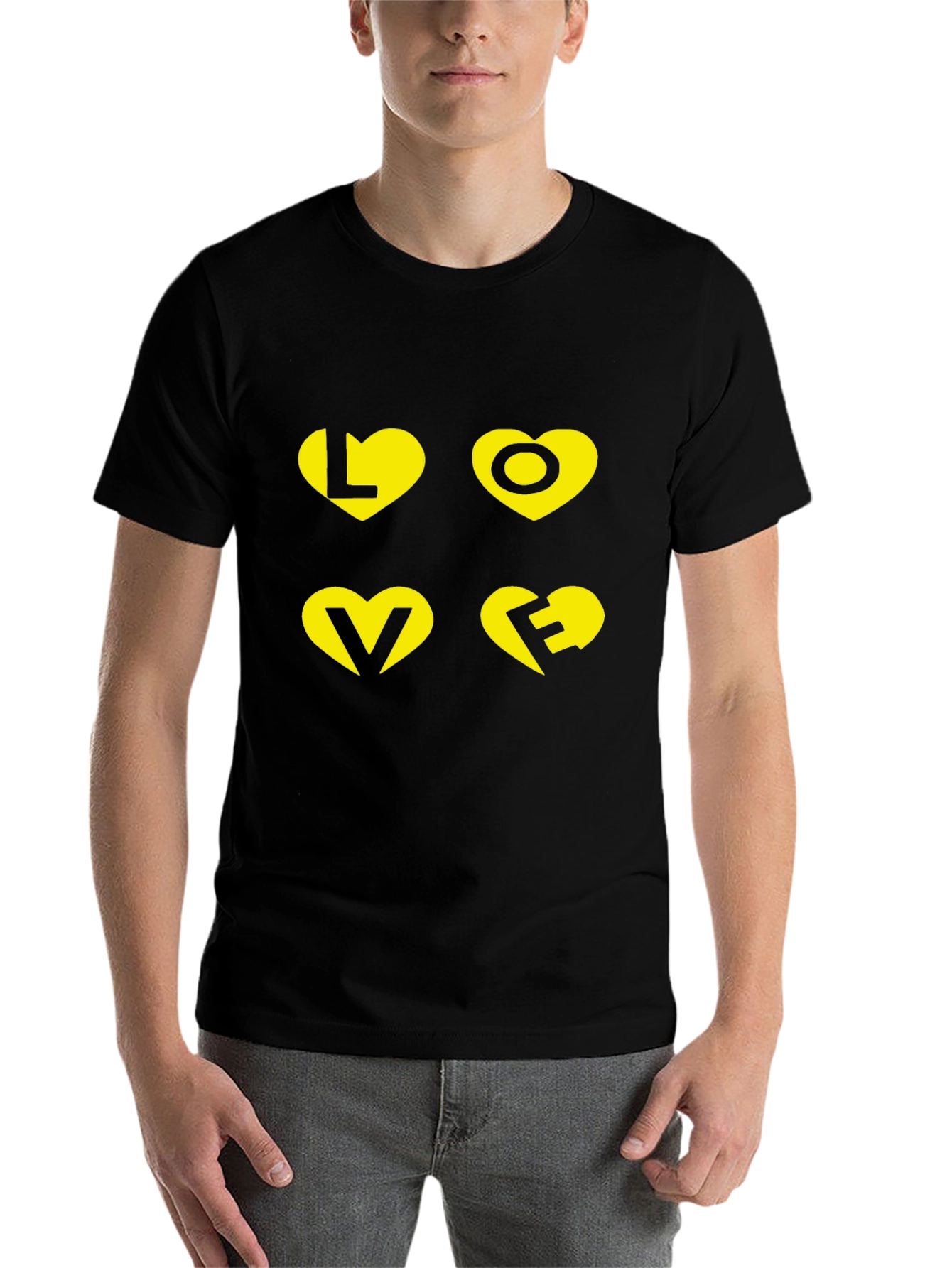 Black LOVE Graphic Print Black T-Shirt view 7