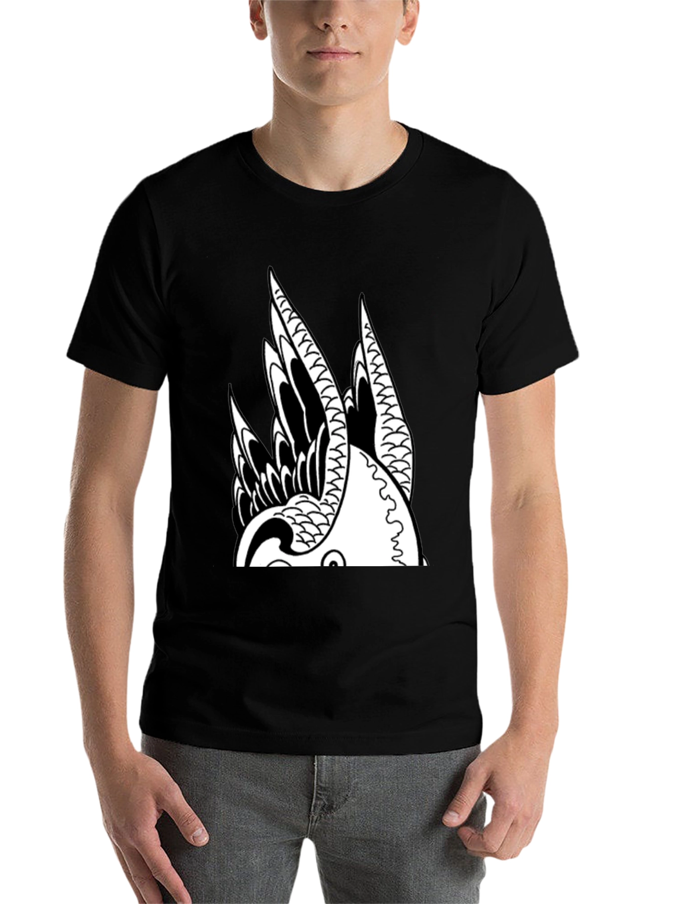 Black Koi Fish Graphic Print Tee view 7