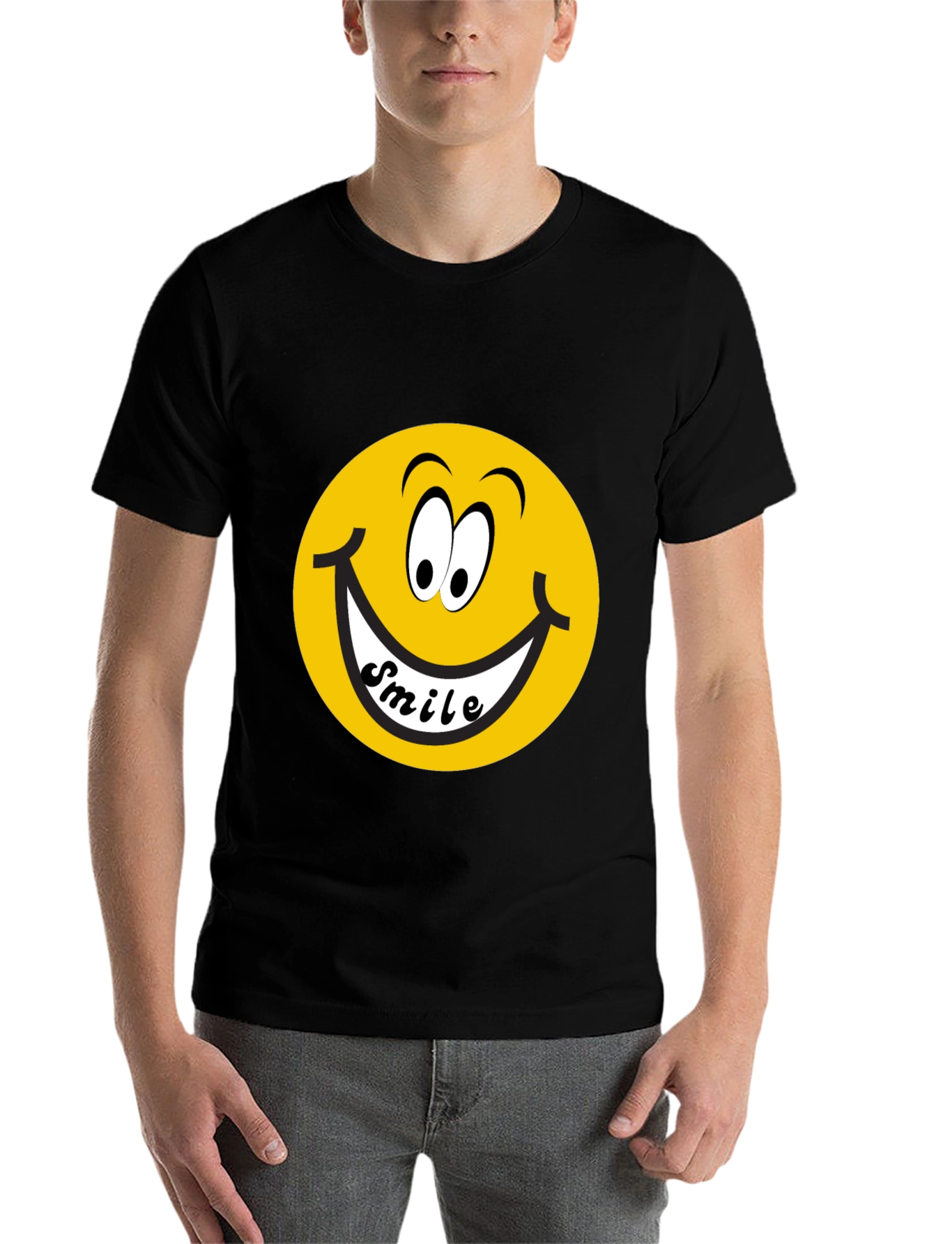 Black Smiley Face Graphic Black T-Shirt view 7