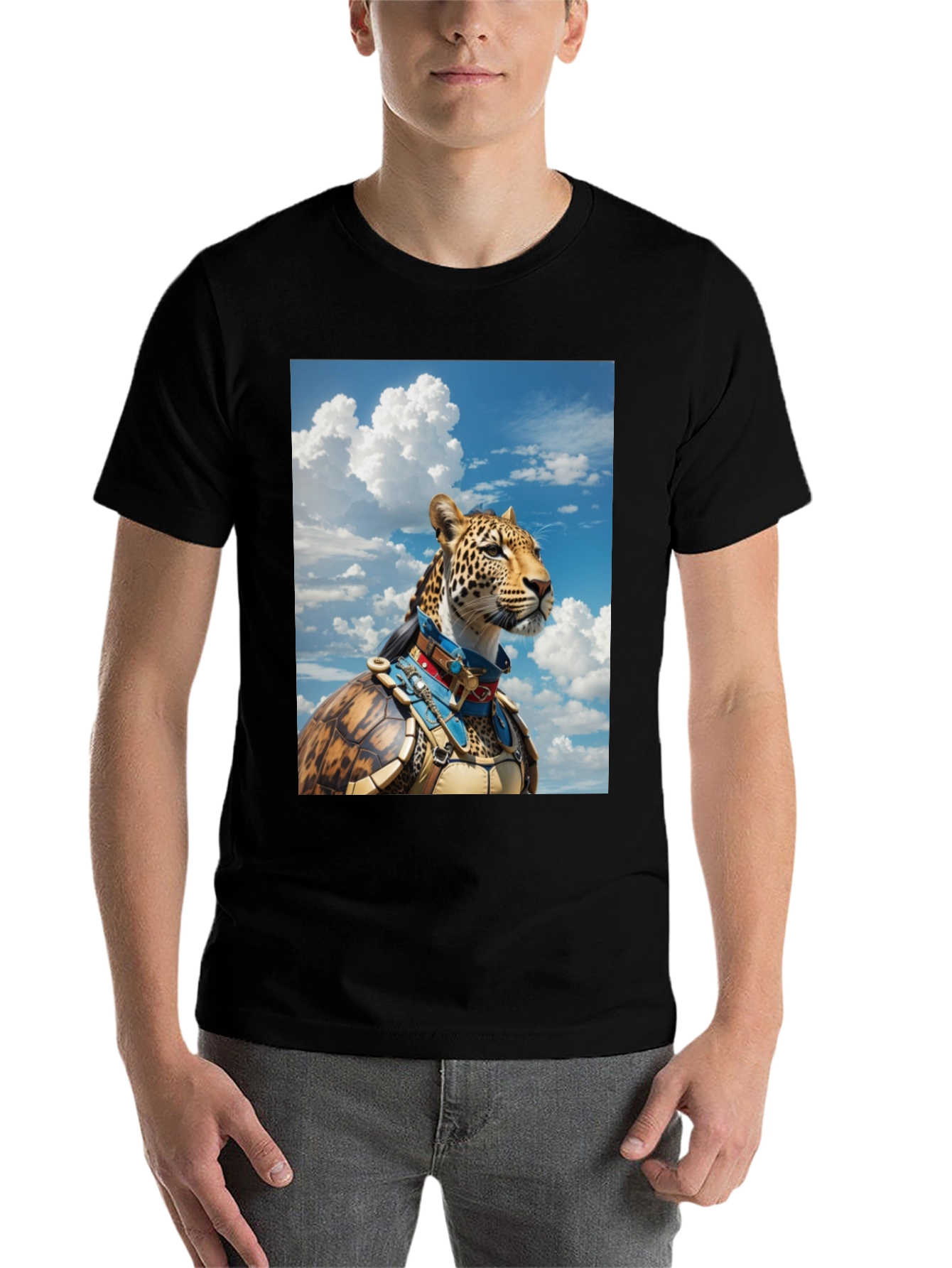 Black Leopard Warrior Graphic Tee - Black Cotton Comfort view 7