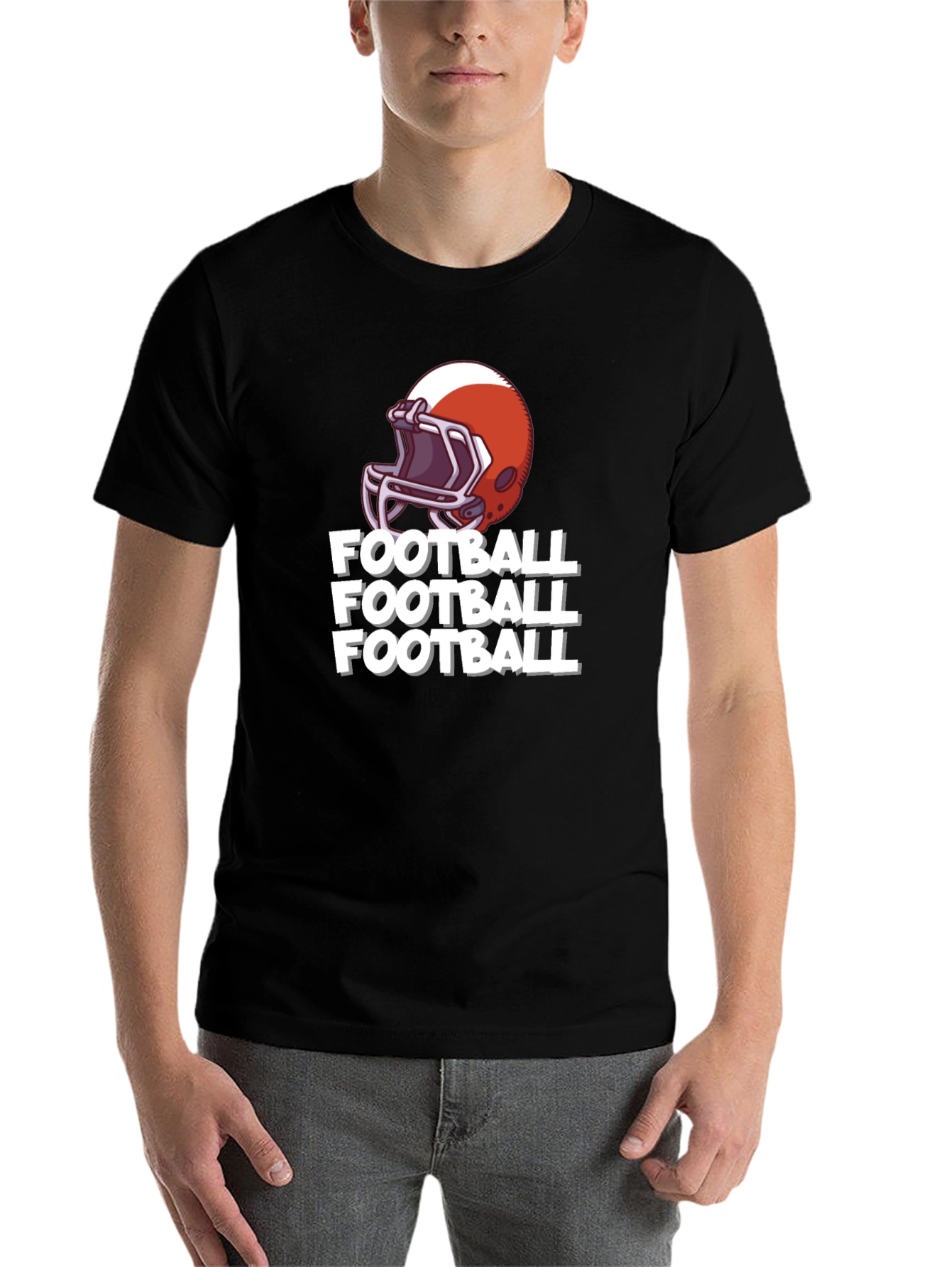 Black Football Helmet T-Shirt view 7