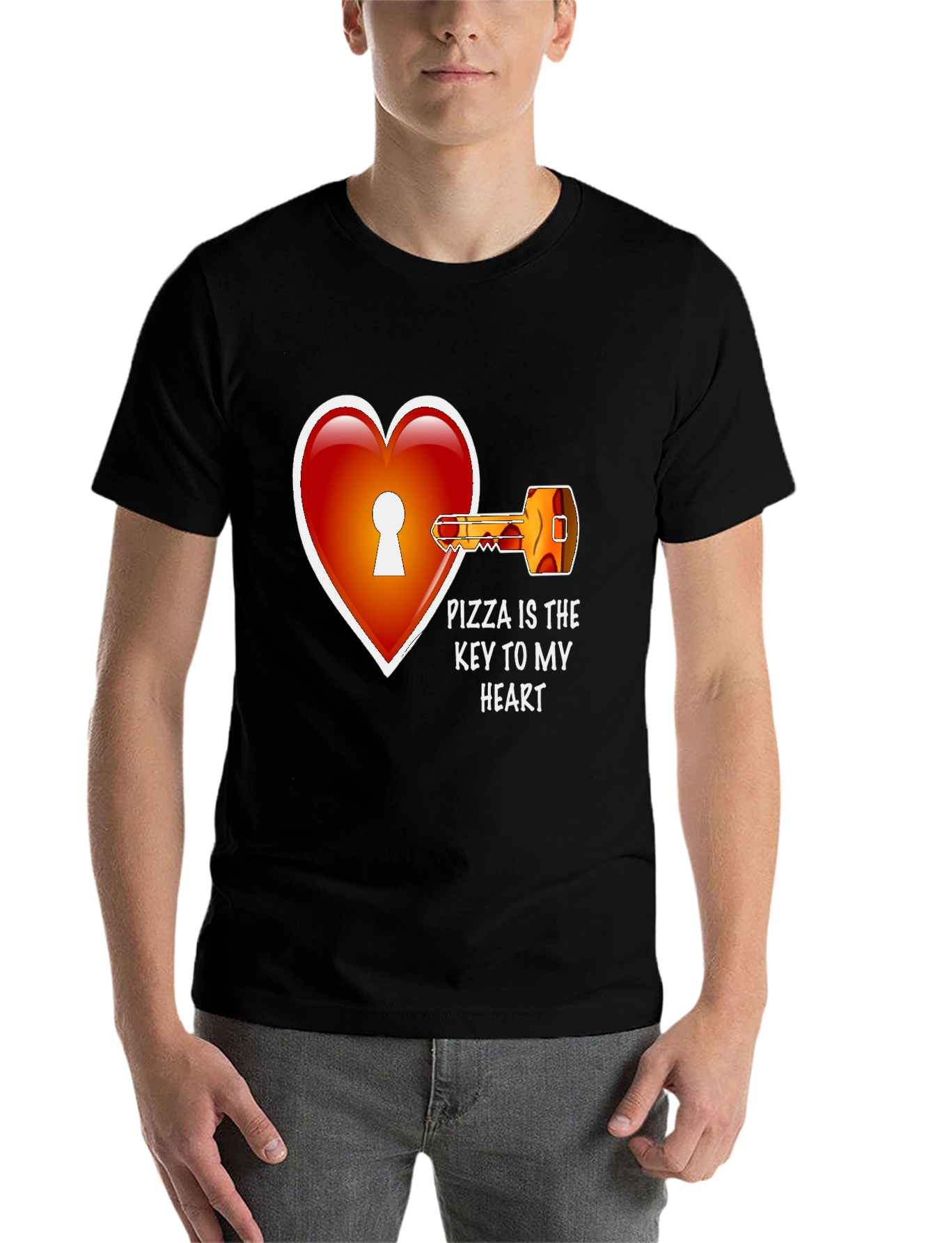 Black Pizza Key to My Heart Graphic Tee view 7