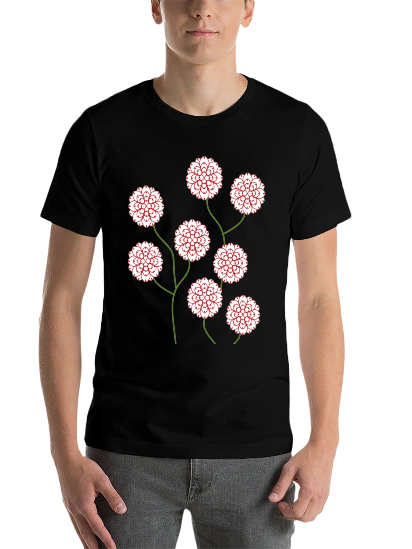 Black Floral Print Black T-Shirt view 7