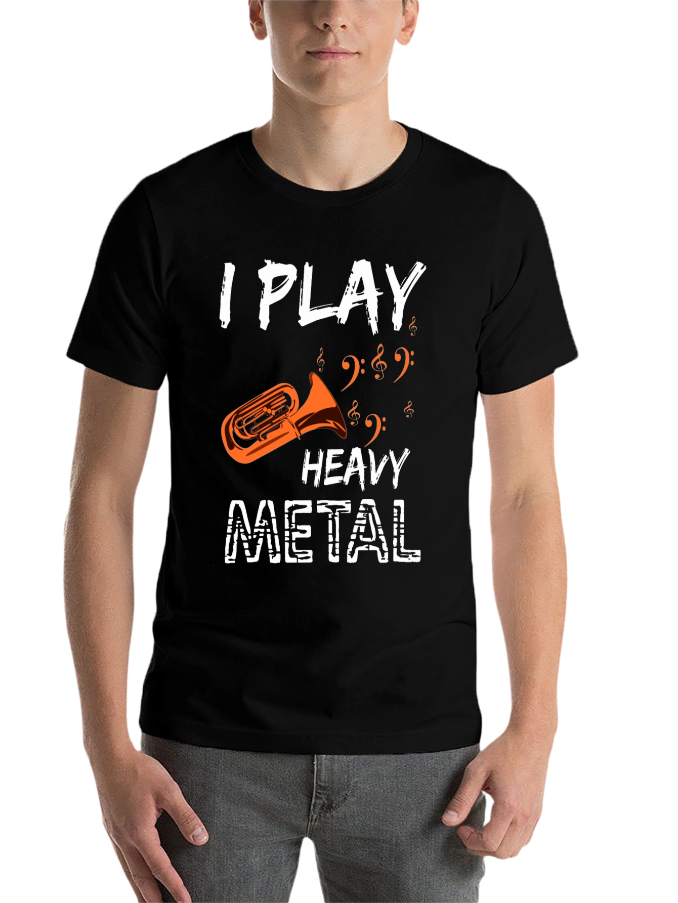 Black I Play Heavy Metal Tuba Funny Music Shirt view 7