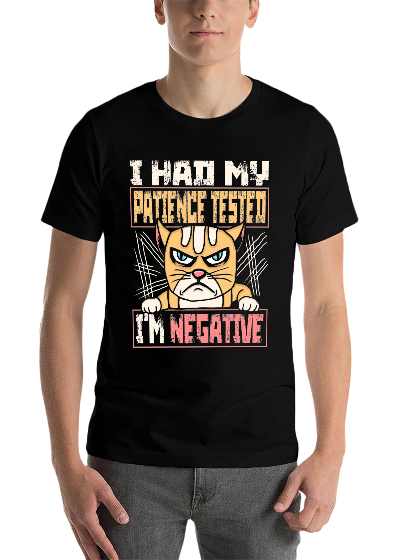 Black I Had My Patience Tested Funny Cat T-Shirt view 7