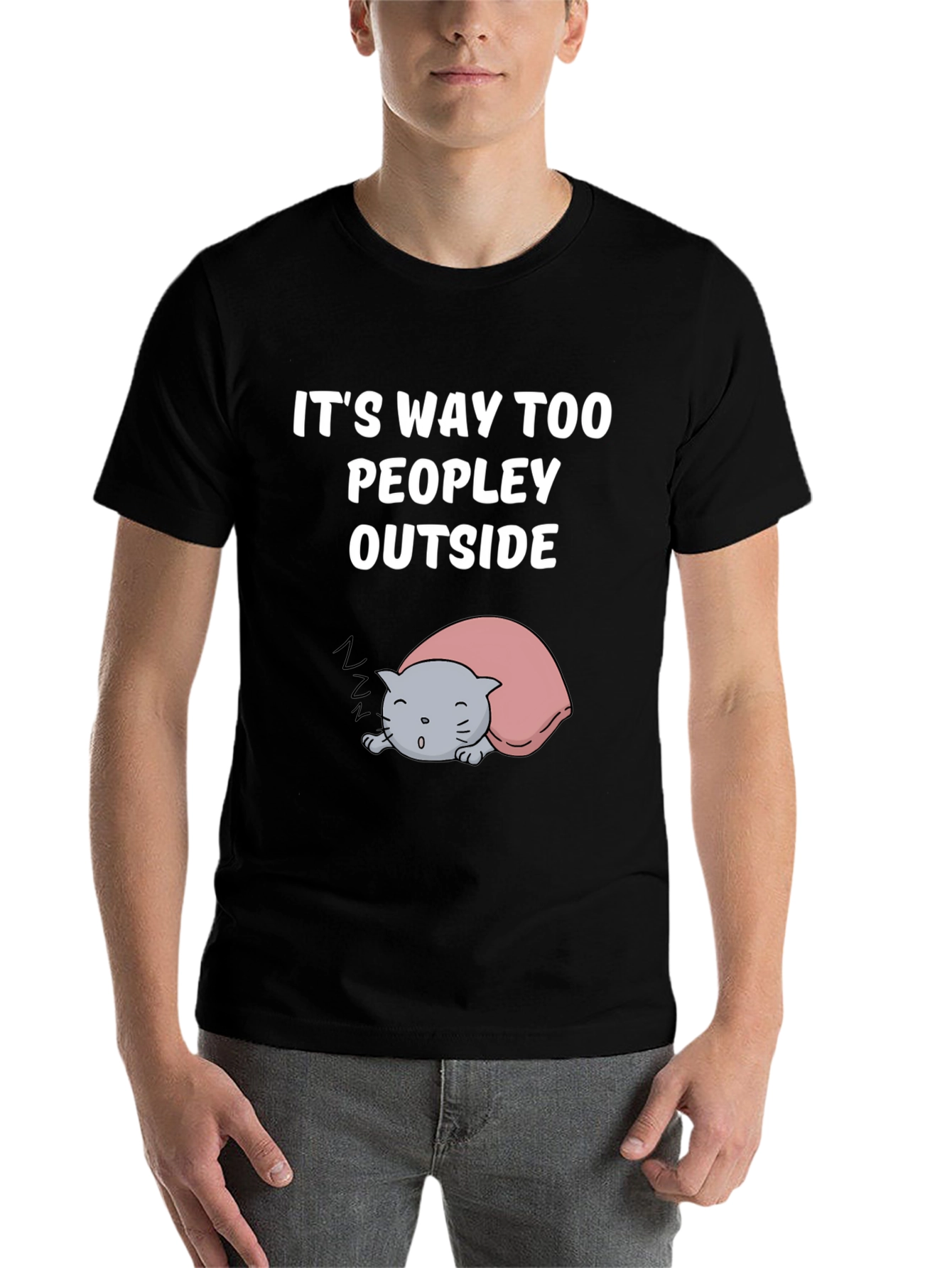 Black It's Way Too Peopley Outside T-Shirt view 7