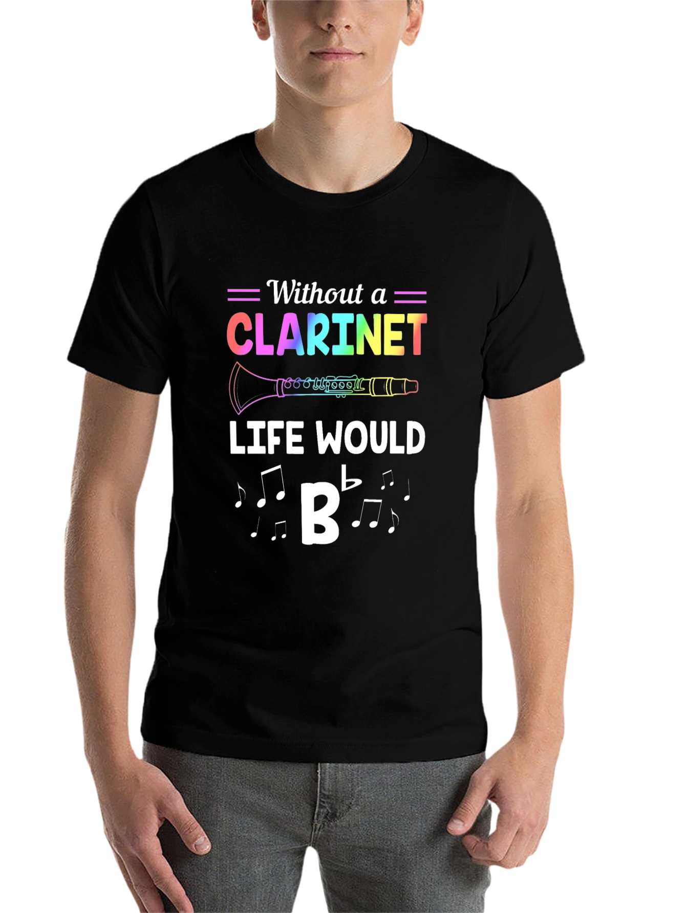 Black Clarineet T-Shirt: Without a Clarinet Life Would B Flat view 7
