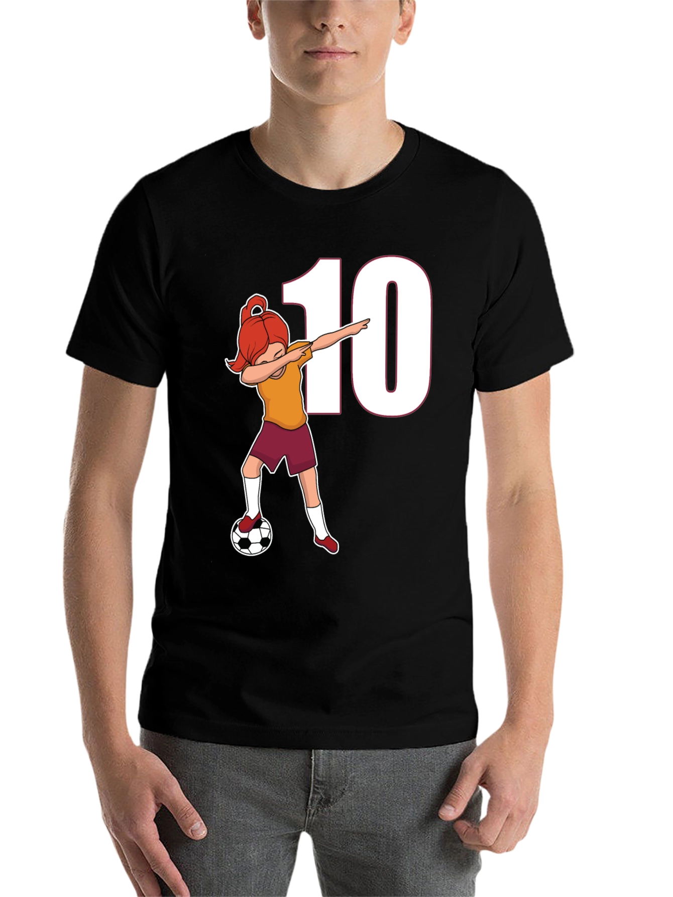 Black Soccer Girl Dab T-Shirt - Number 10 Fan! view 7