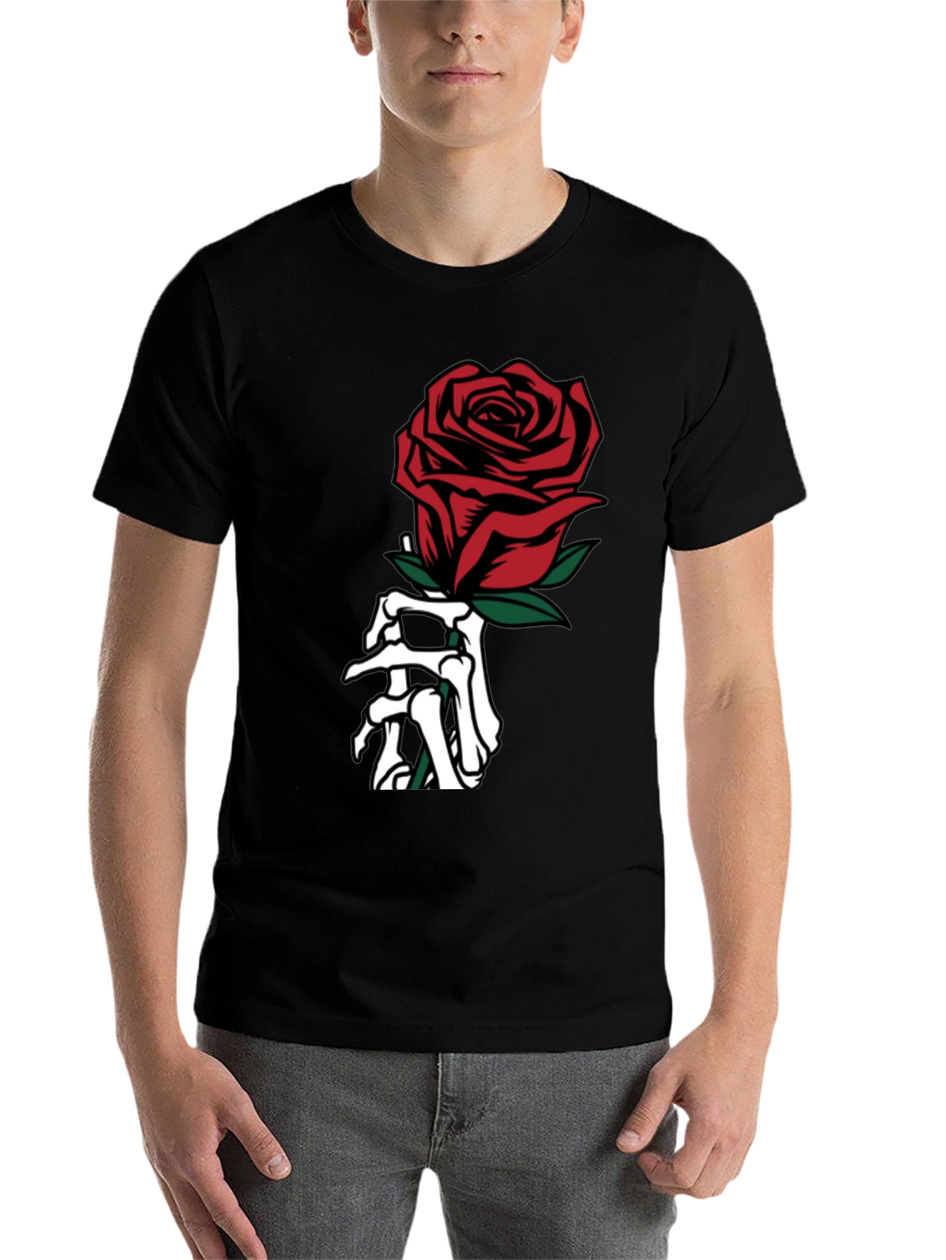 Black Rose & Bones Graphic Tee - Gothic Style view 7