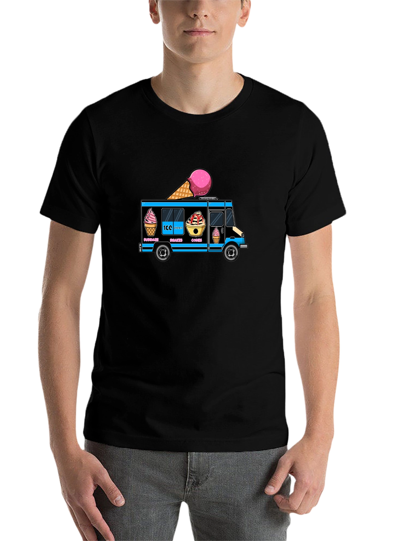 Black Ice Cream Truck Graphic Tee view 7