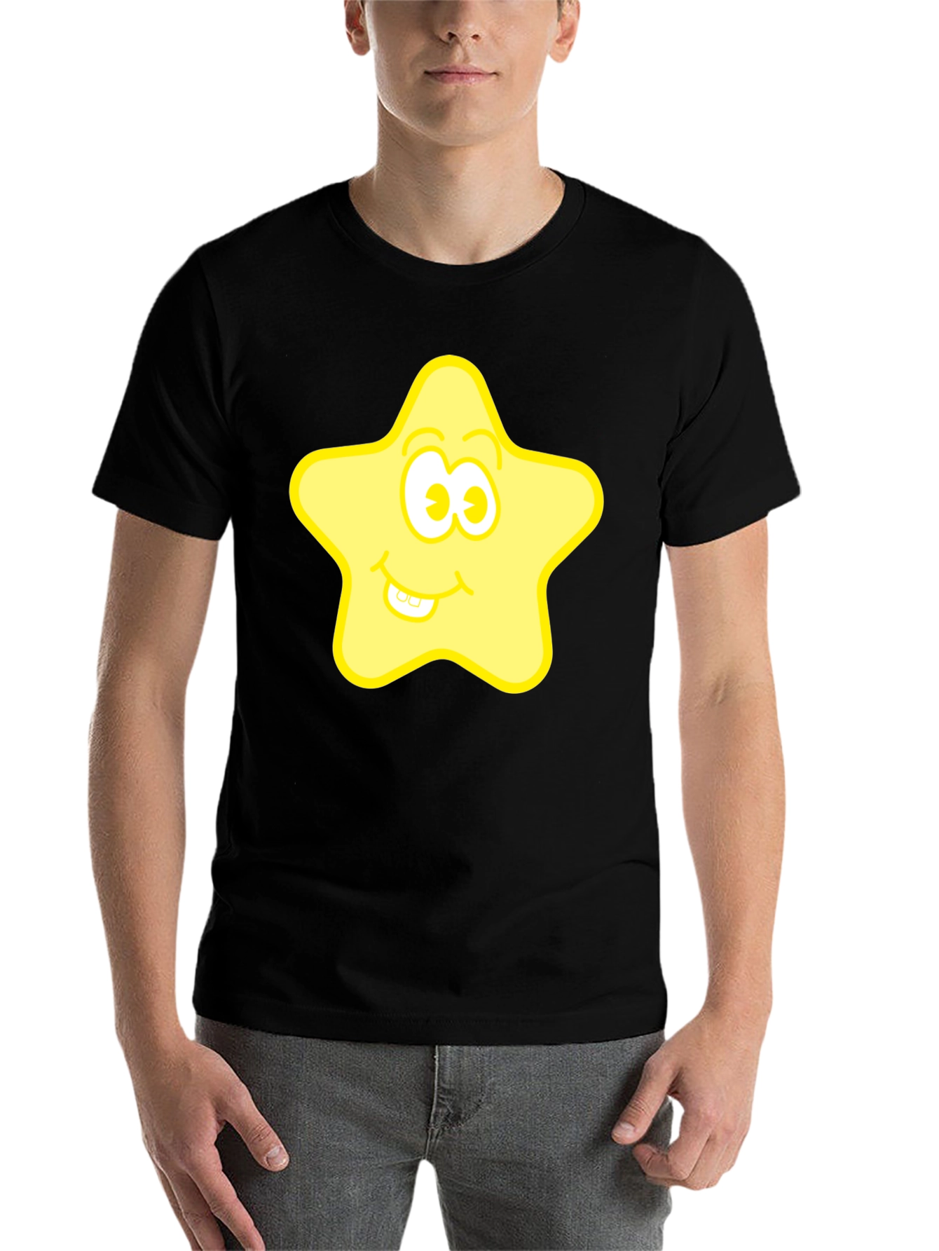 Black Funny Star Graphic Tee - Black view 7