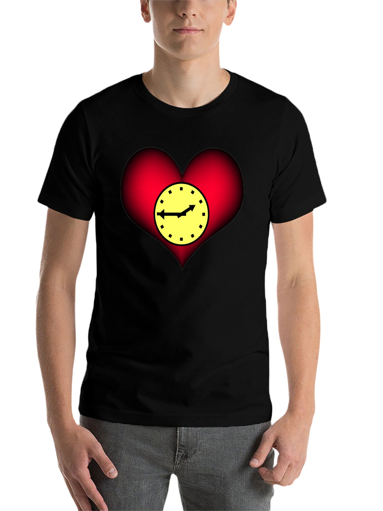 Black Heart Clock Graphic T-Shirt - Stylish & Unique Design view 7
