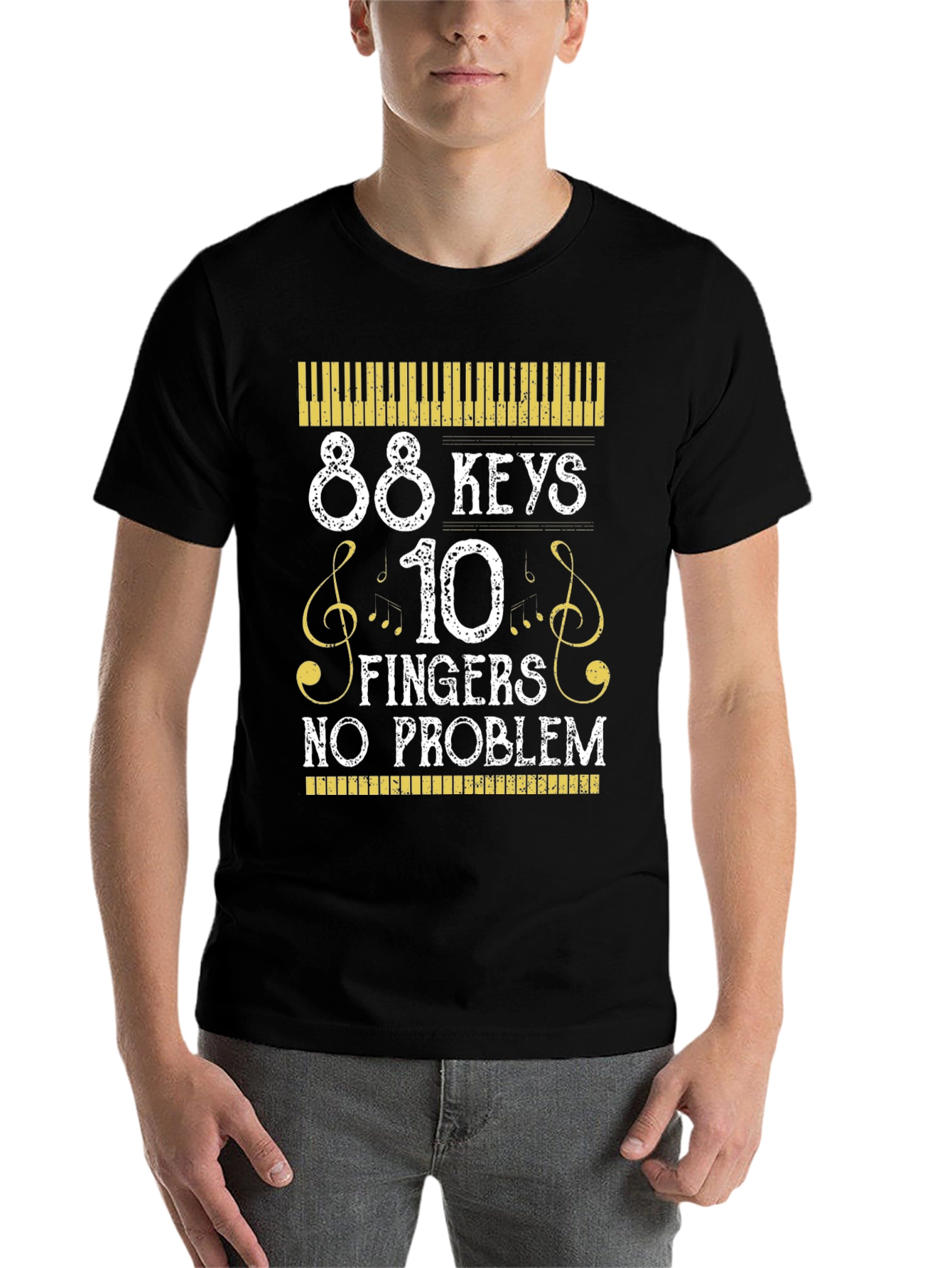 88 Keys 10 Fingers No Problem Musician T-Shirt - 7