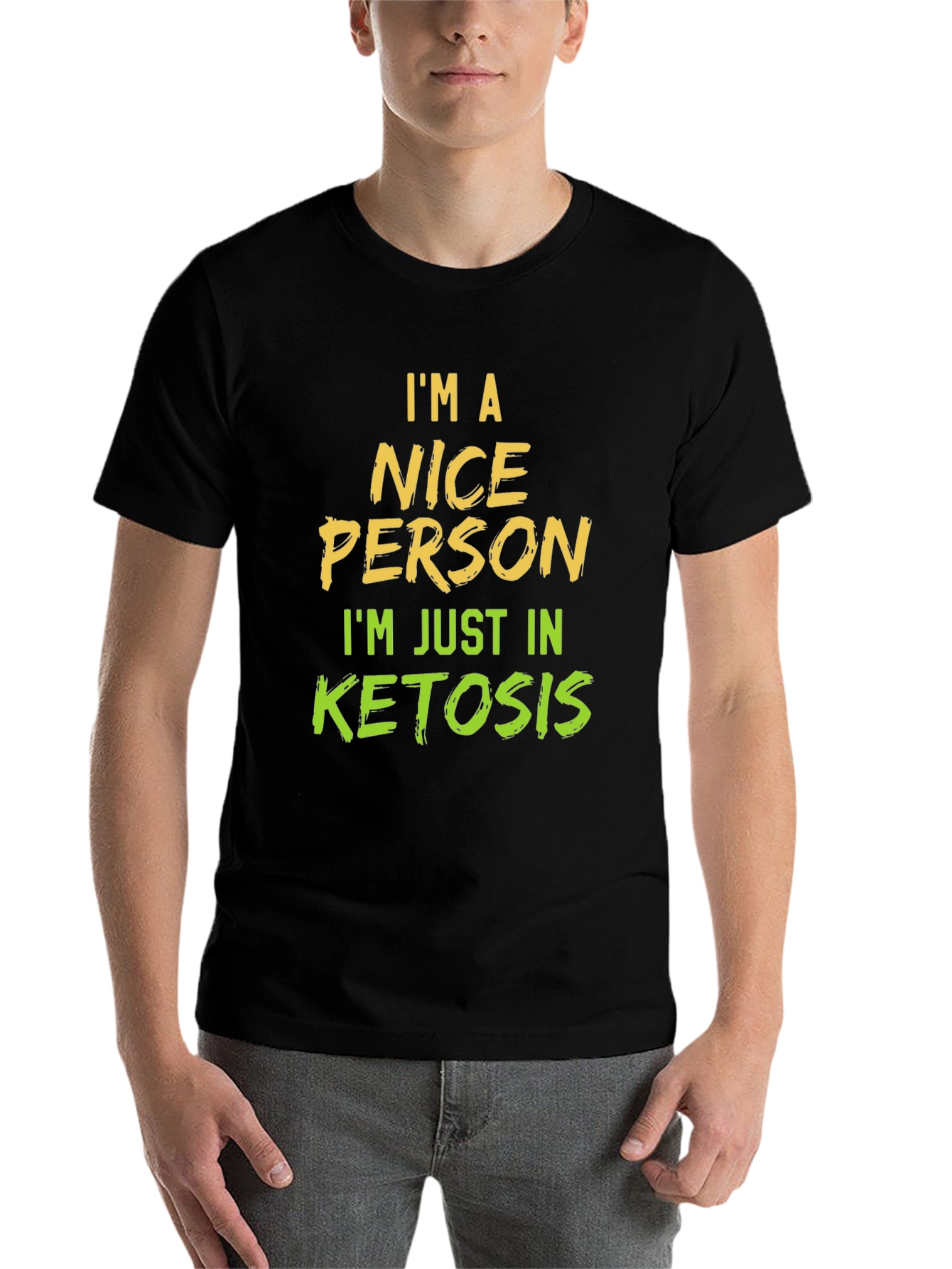 Black I'm a Nice Person in Ketosis Graphic T-Shirt view 7