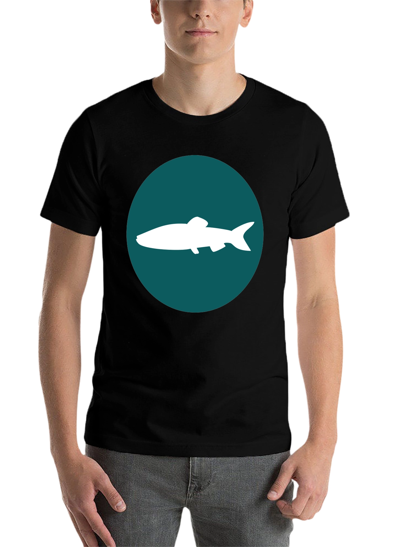 Black Fish Graphic Tee - Black Cotton Blend Casual Shirt view 7