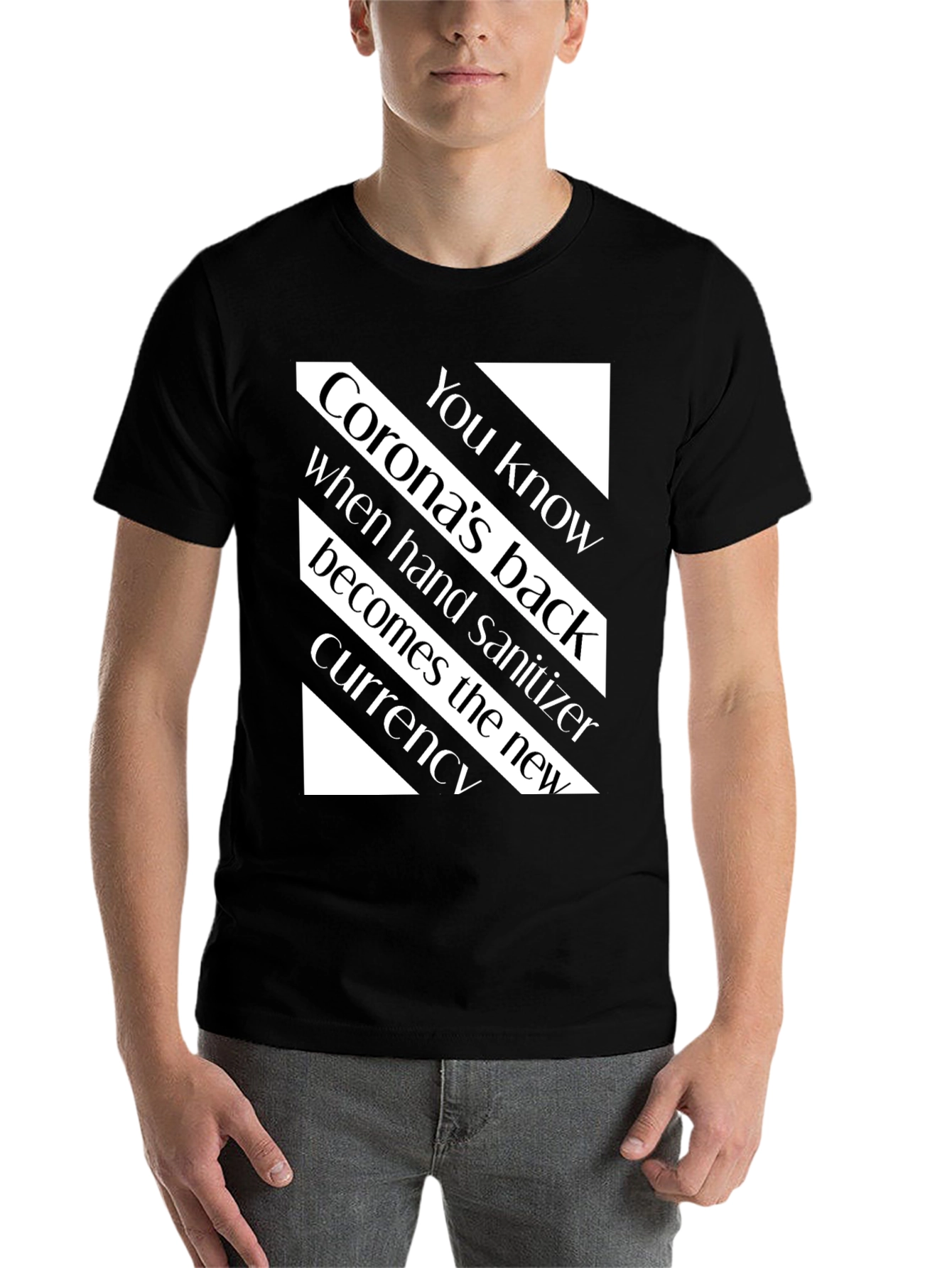 Black Novelty Slogan T-Shirt - Hand Sanitizer Currency Tee view 7