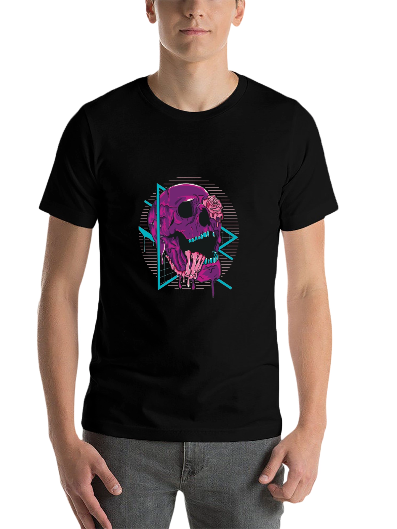 Black Skull & Rose Graphic Tee - Retro Vibes view 7