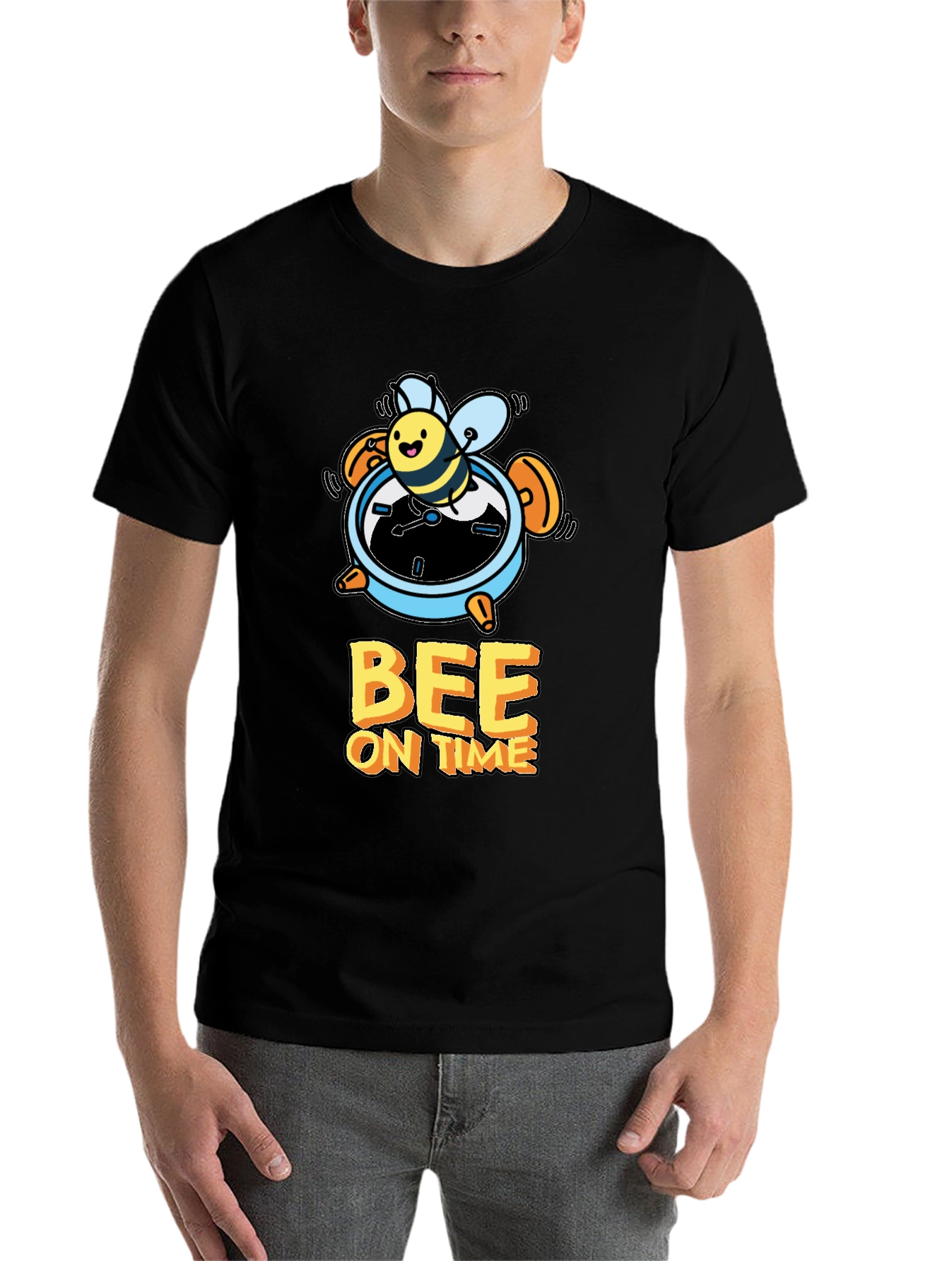 Black Bee On Time Black Graphic T-Shirt view 7
