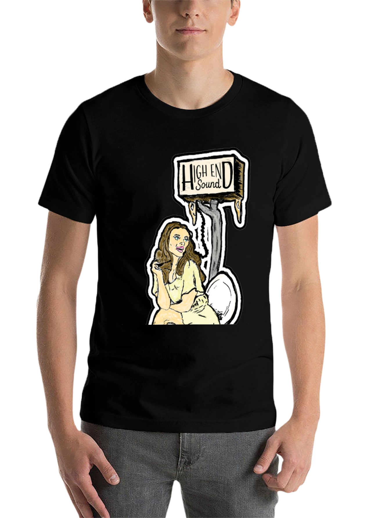 Black High End Sound T-Shirt - Funny Graphic Tee view 7