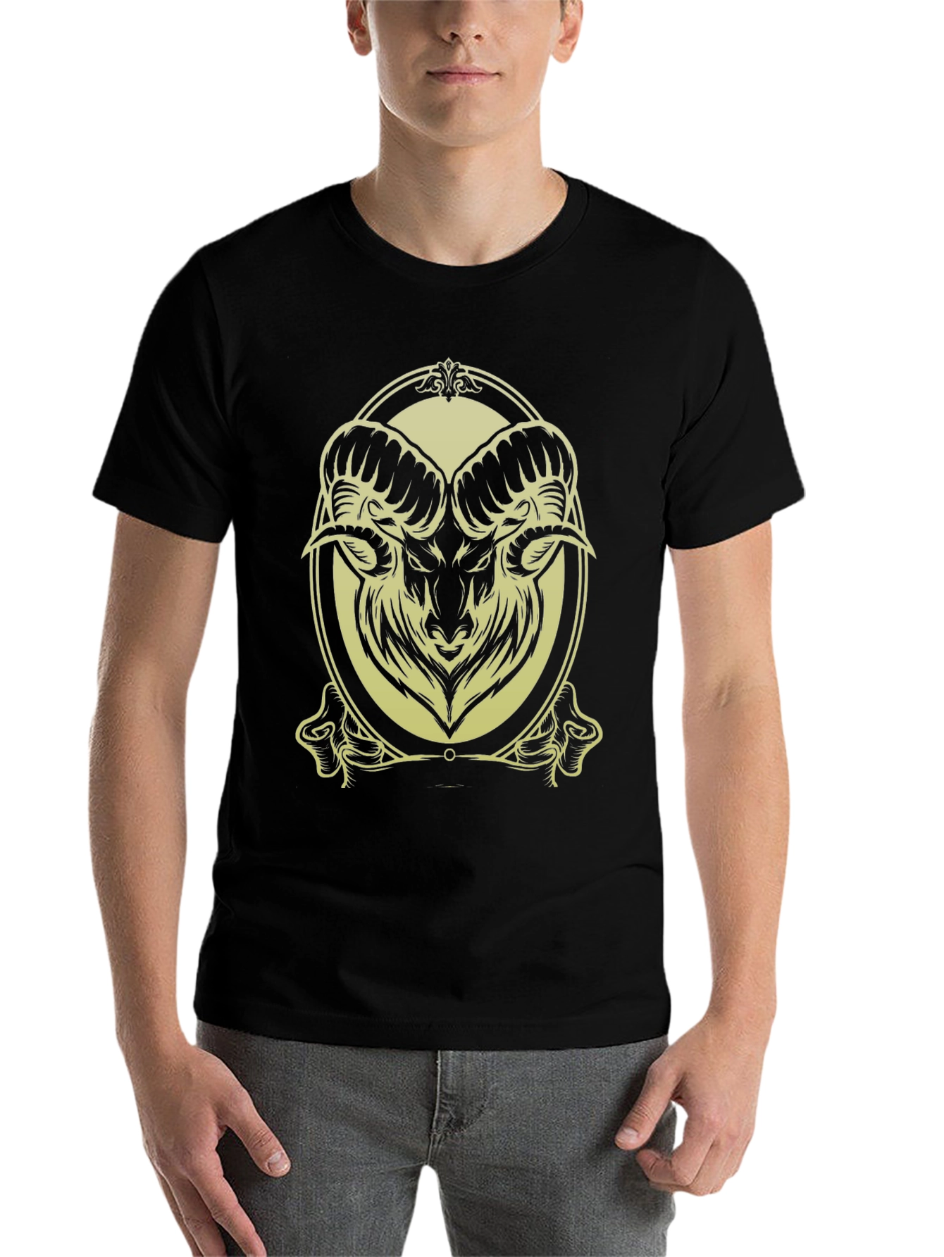 Black Ram Graphic Tee - Black Cotton Blend - Stylish & Unique Design view 7