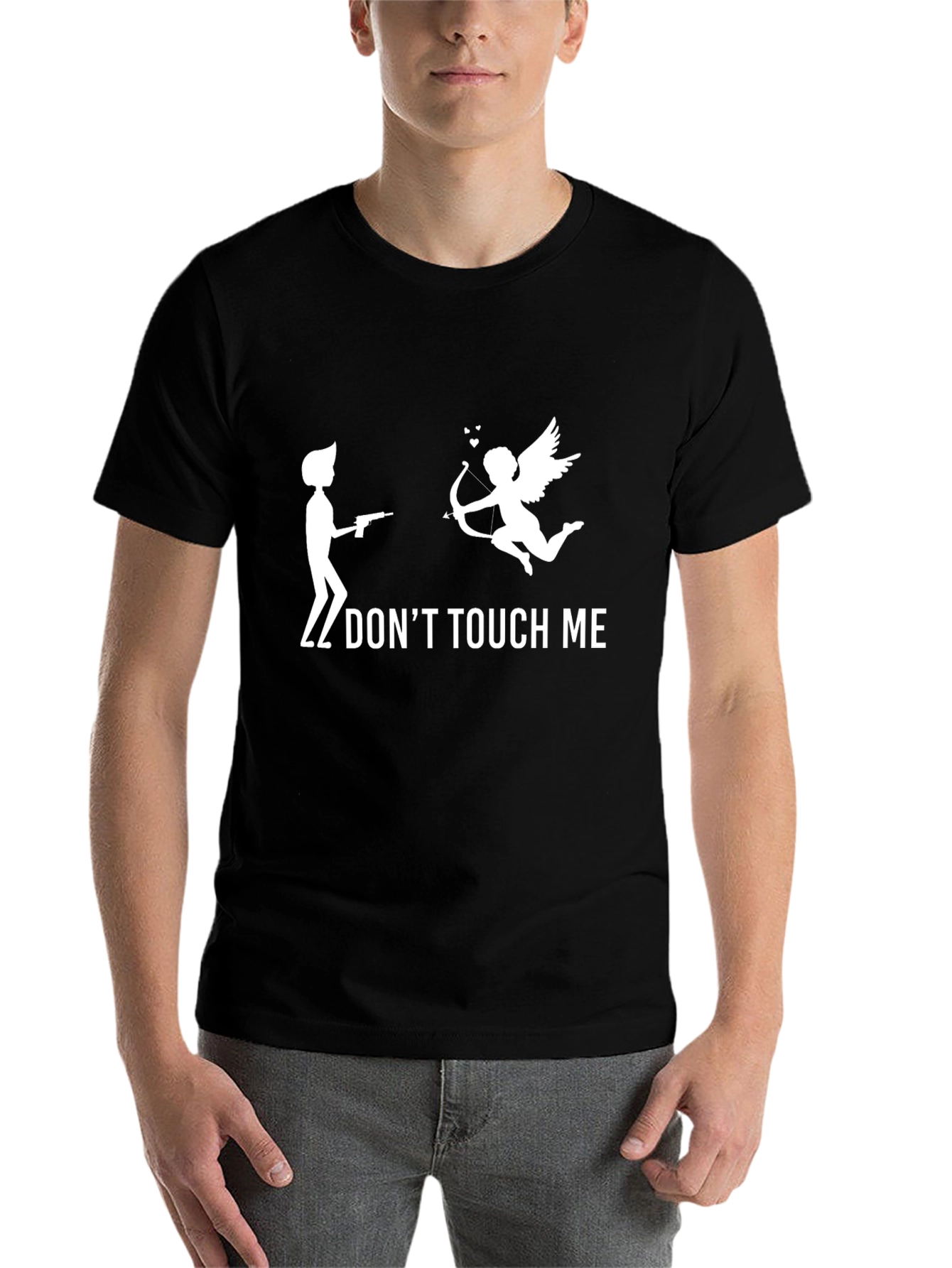Black Don't Touch Me Graphic Tee - Funny Anti-Valentine's Day Shirt view 7