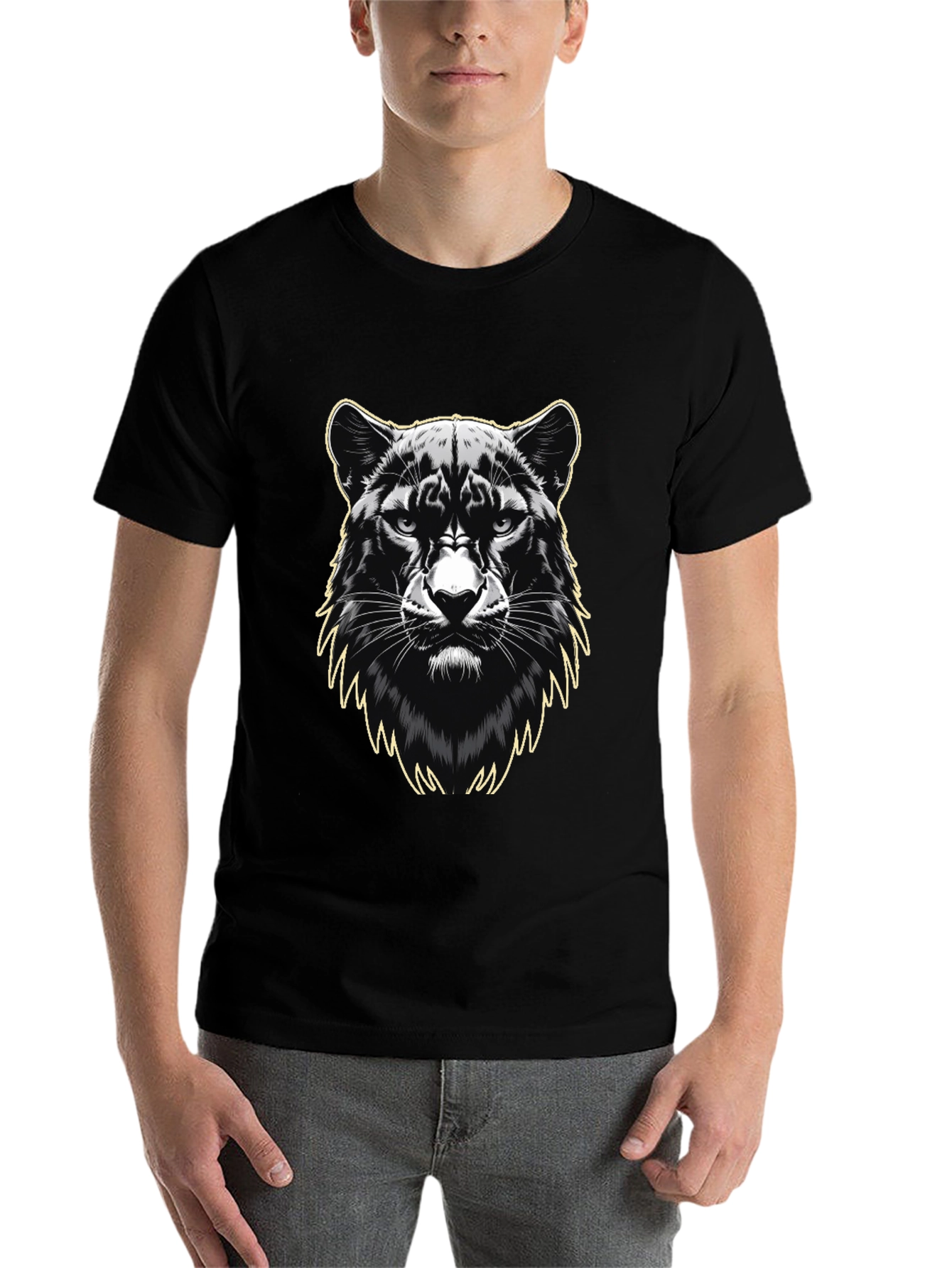Black Black Panther Graphic Print Men's T-Shirt view 7