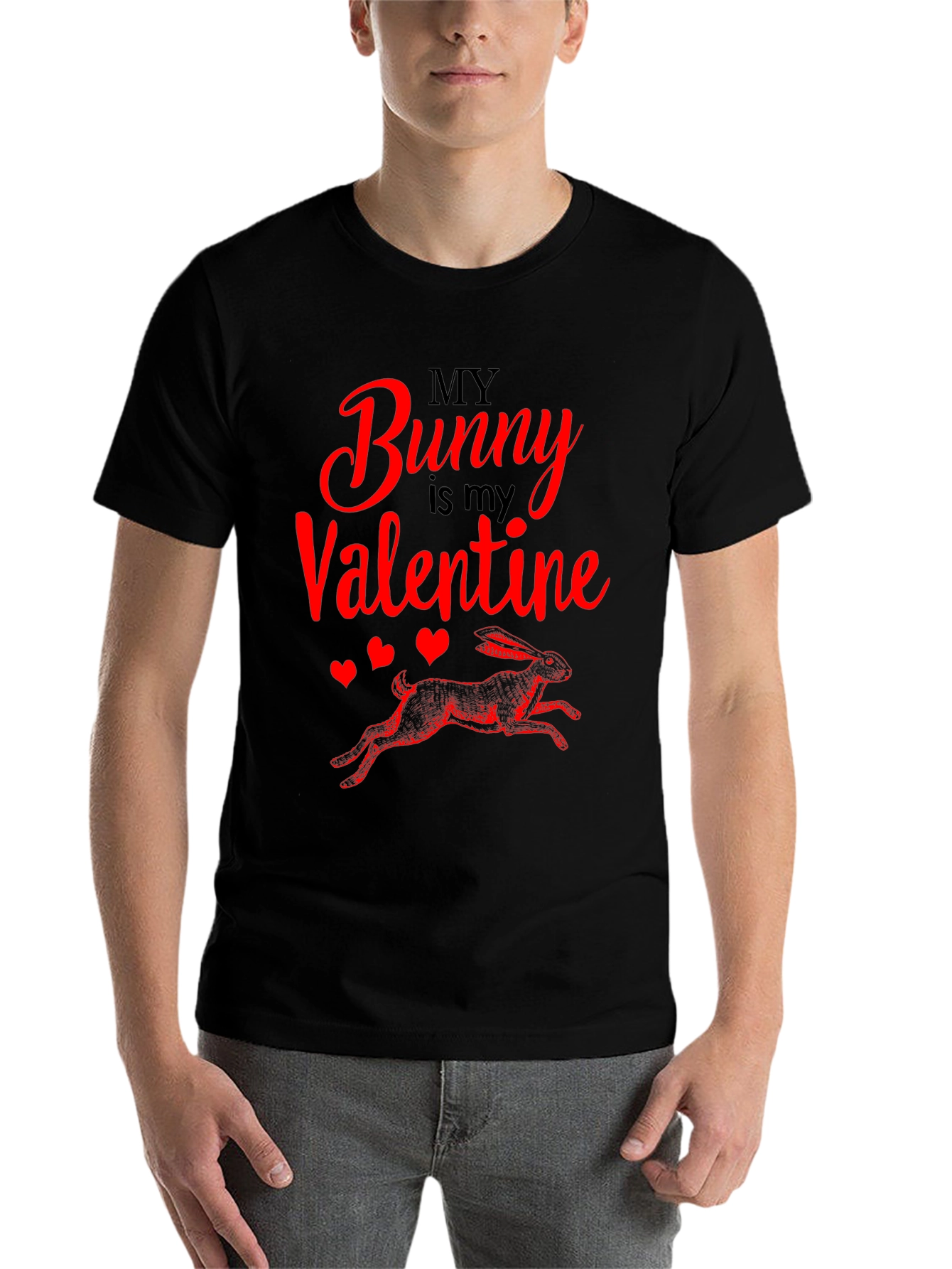 Black My Bunny is My Valentine T-Shirt view 7