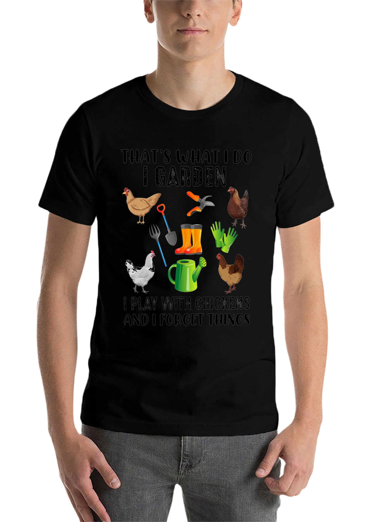 Black Gardening & Chicken Lover Graphic Tee view 7