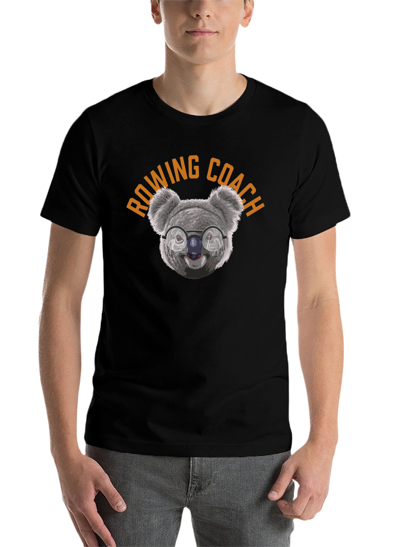 Black Rowing Coach Koala T-Shirt view 7