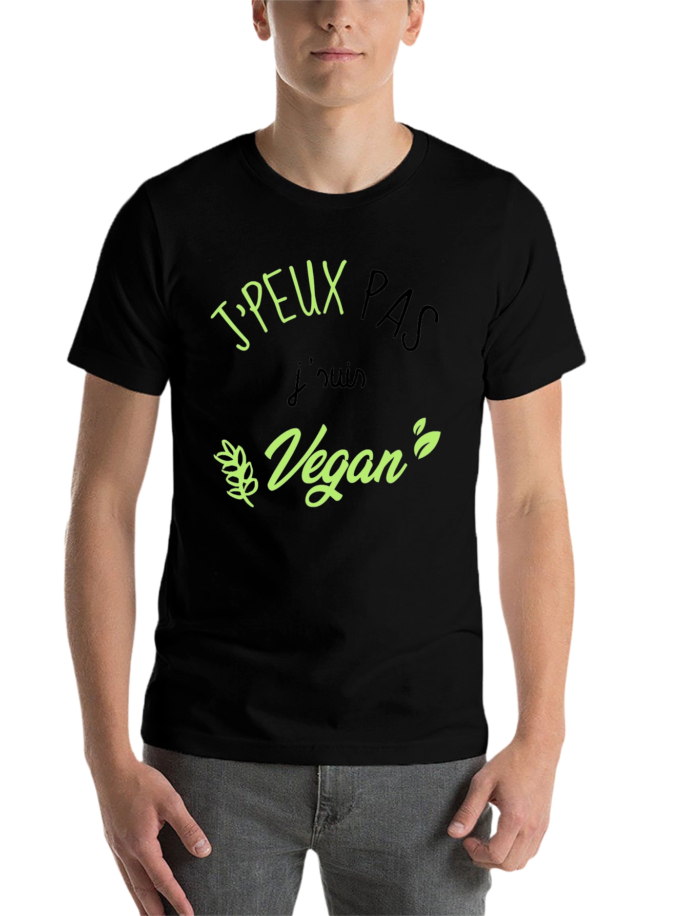 Black Vegan Statement Black T-Shirt view 7