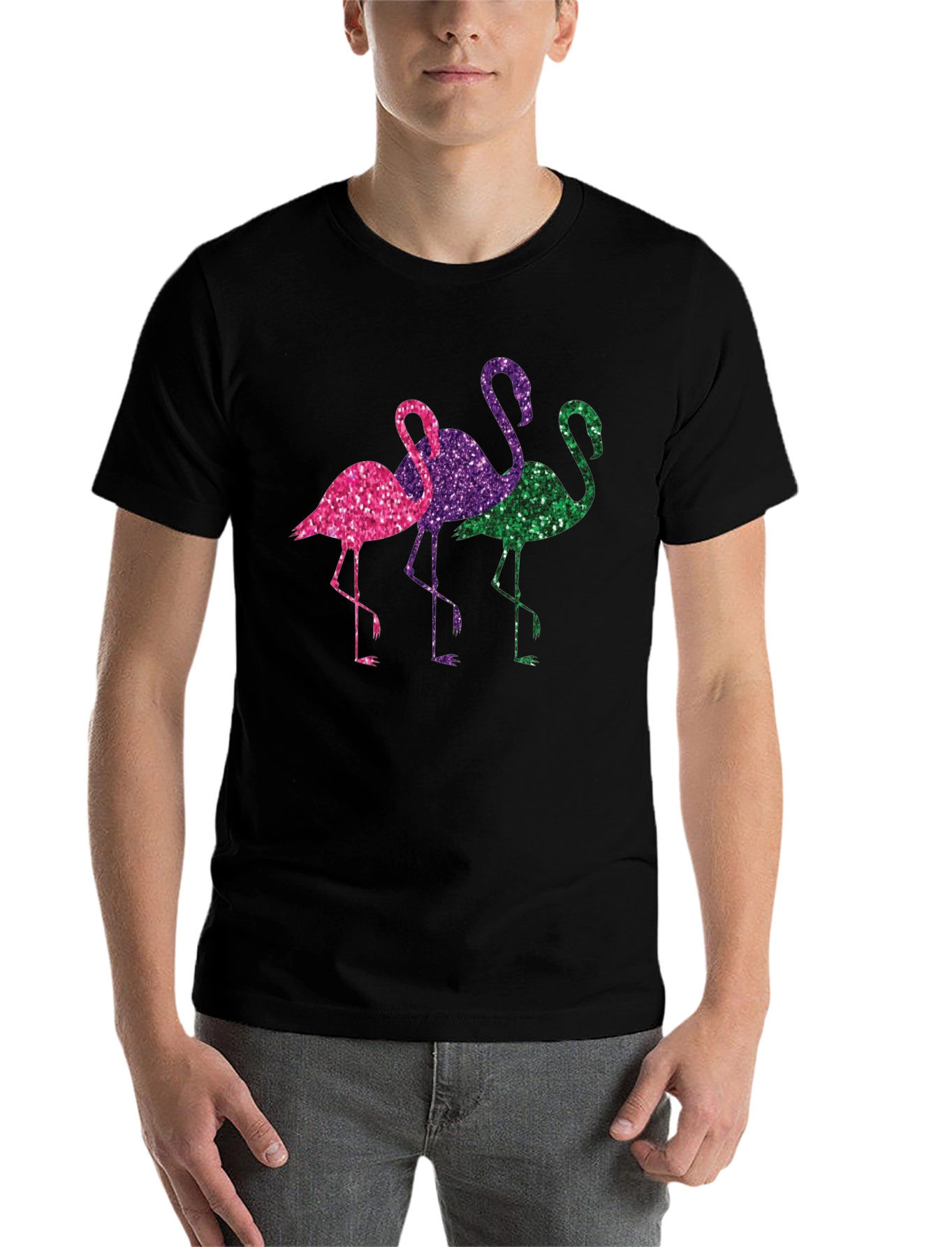 Black Glitter Flamingo T-Shirt - Fun & Unique Design view 7