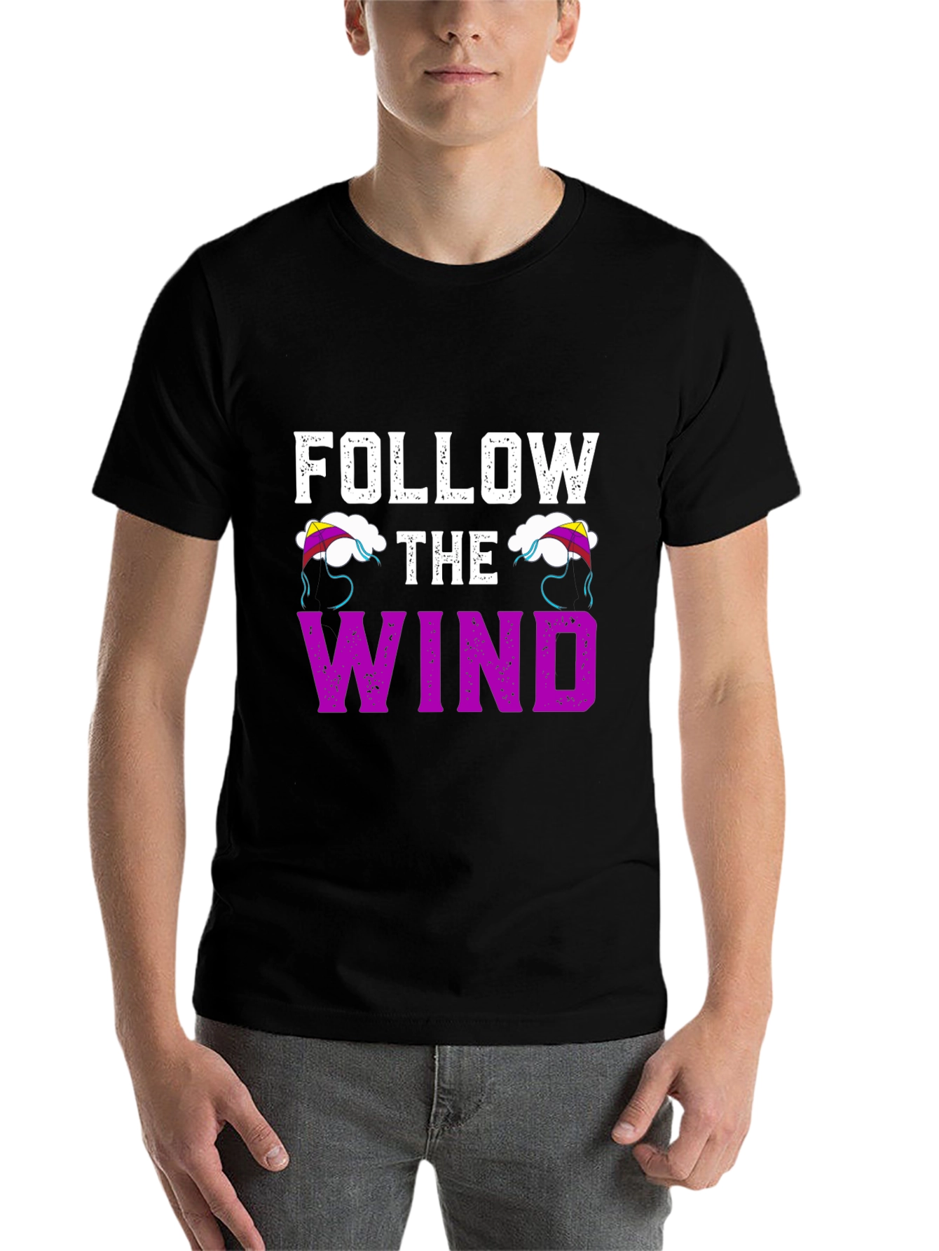 Black Follow the Wind Graphic T-Shirt - Black view 7