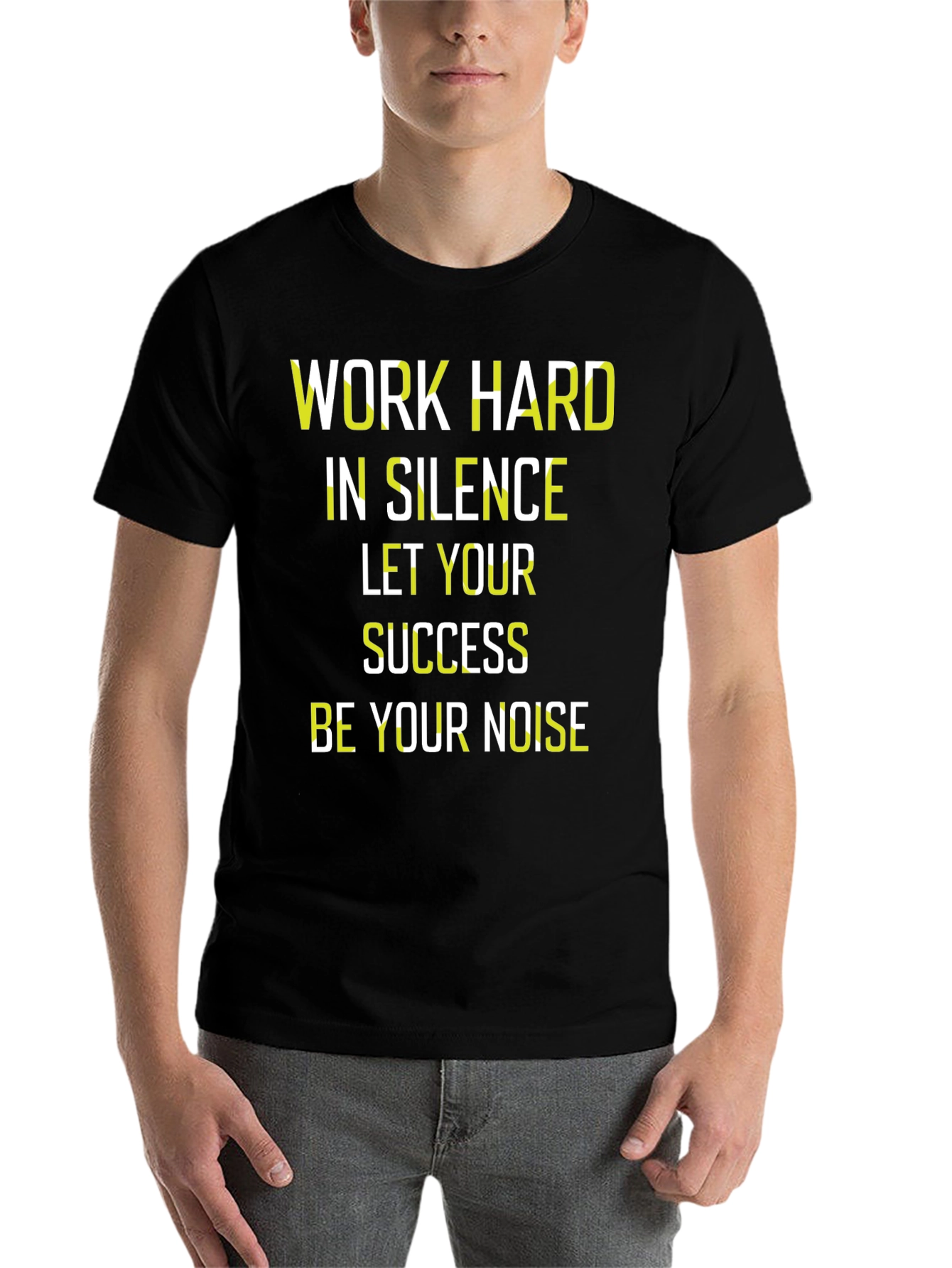Black Work Hard in Silence T-Shirt view 7