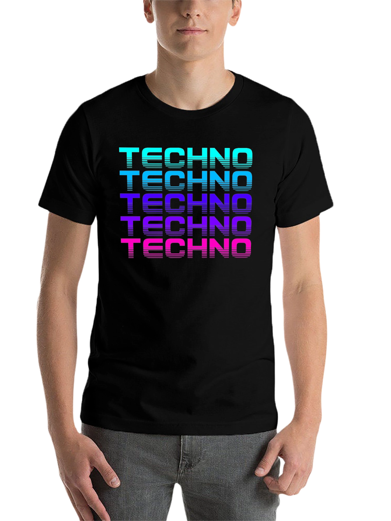 Black Retro Techno Graphic T-Shirt view 7