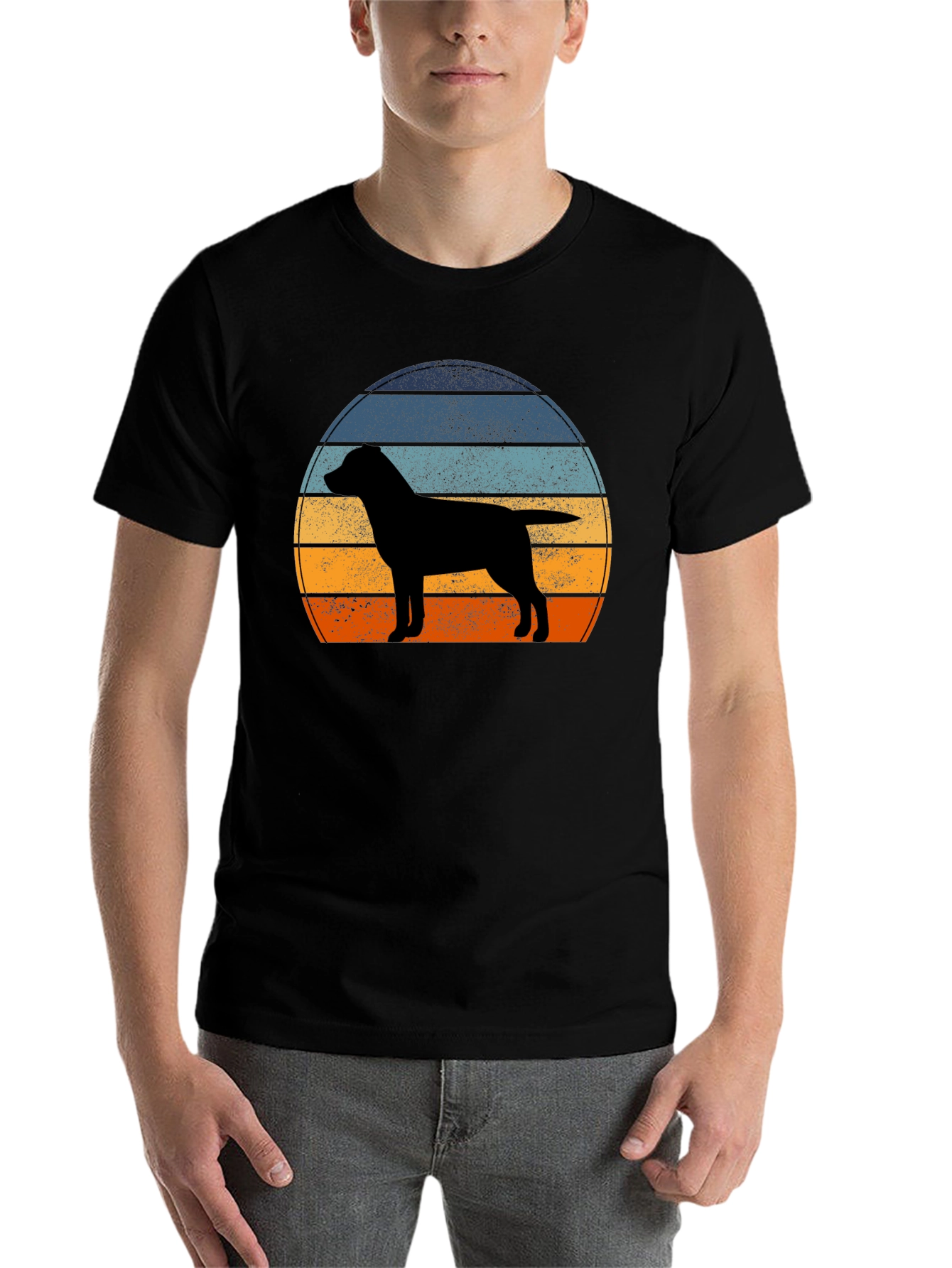 Black Retro Dog Silhouette T-Shirt view 7