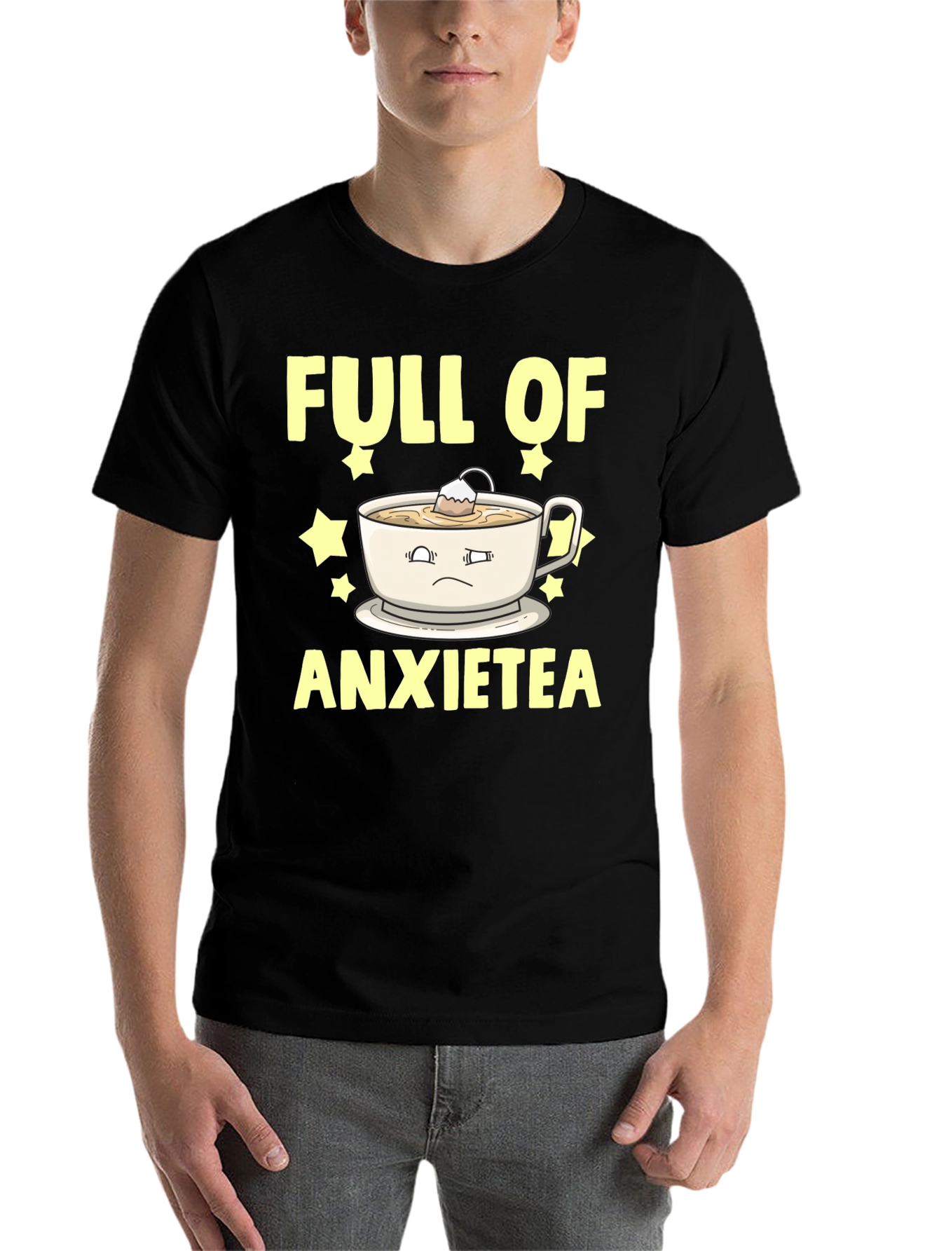 Black Full of Anxietea Graphic Tee - Novelty T-Shirt view 7